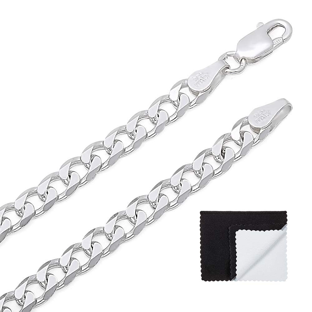4.5mm Solid .925 Sterling Silver Beveled Curb Chain Necklace for Men & Women - Durable Everyday Jewelry, Perfect for Layering, Gifts, and Casual or Formal Occasions