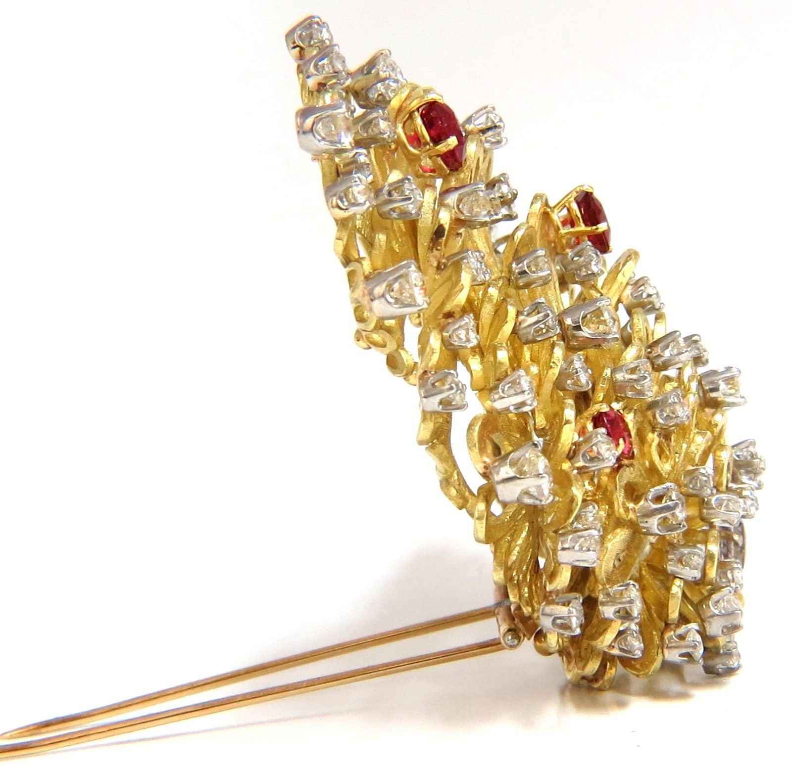 ERWIN PEARL 8.00ct Natural Diamonds & Red Spinel Brooch Pin 18KT Gold - Elegant Jewelry for Weddings, Parties & Special Occasions