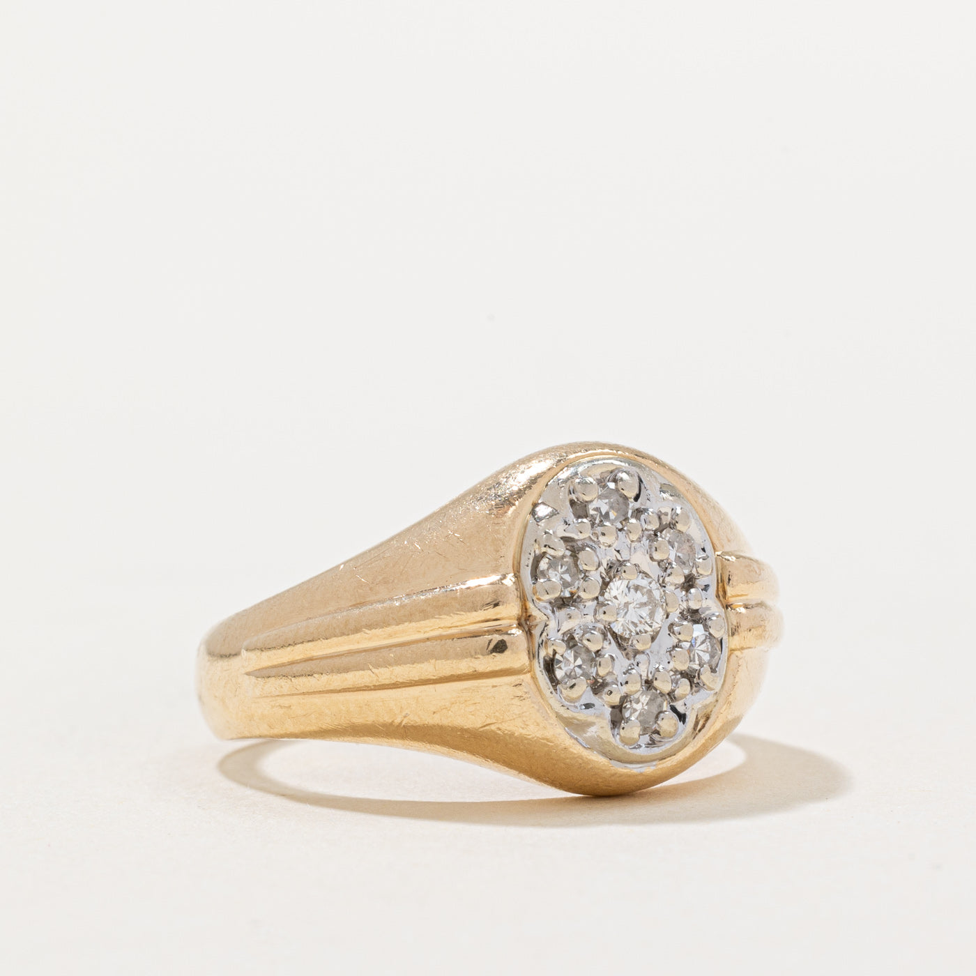 Pave Set Diamond Oval Signet Ring - 0.25ctw, Size 8.75 - Elegant Jewelry for Women, Perfect for Weddings, Anniversaries & Special Occasions