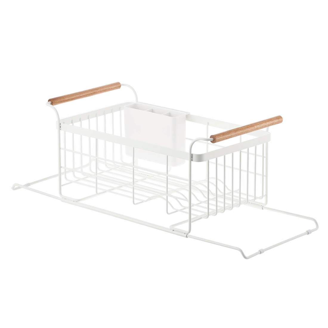 Expandable White YAMAZAKI Home Sink Dish Drainer Rack - Kitchen Drying Organizer Holder for Dishes & Utensils - Perfect for Small Spaces & Countertop Organization