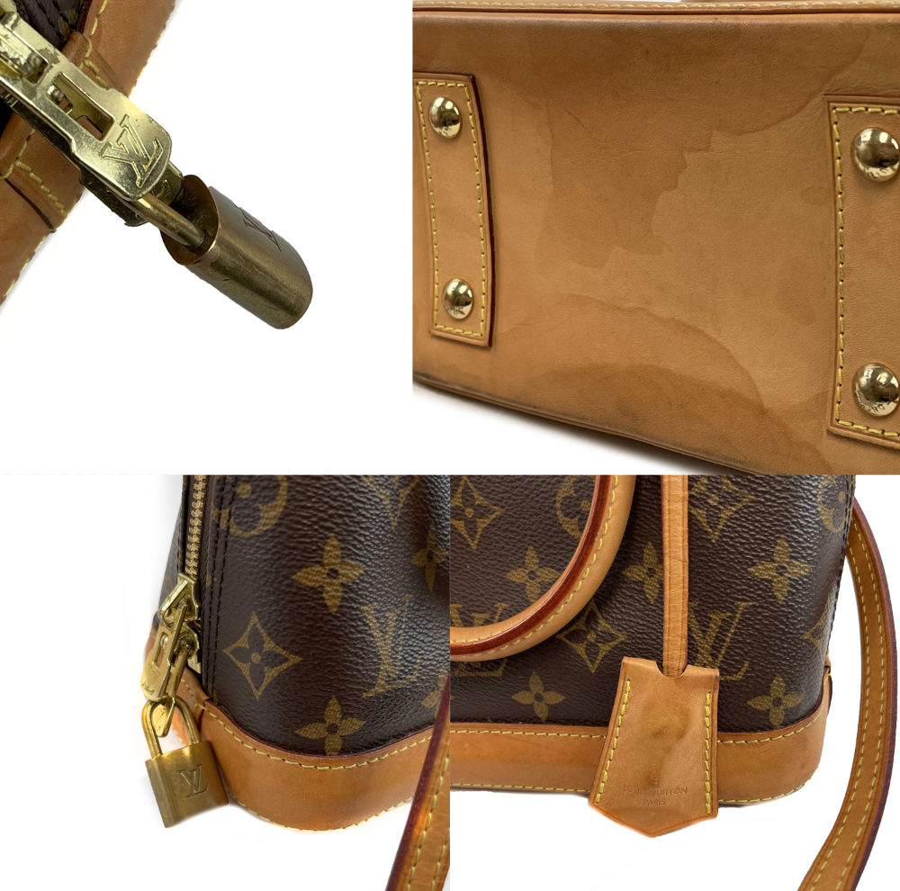 Authentic Louis Vuitton Alma BB Monogram Crossbody Bag with Lock & Key - Luxury Brown Leather Handbag for Women, Perfect for Date Night & Travel Accessories