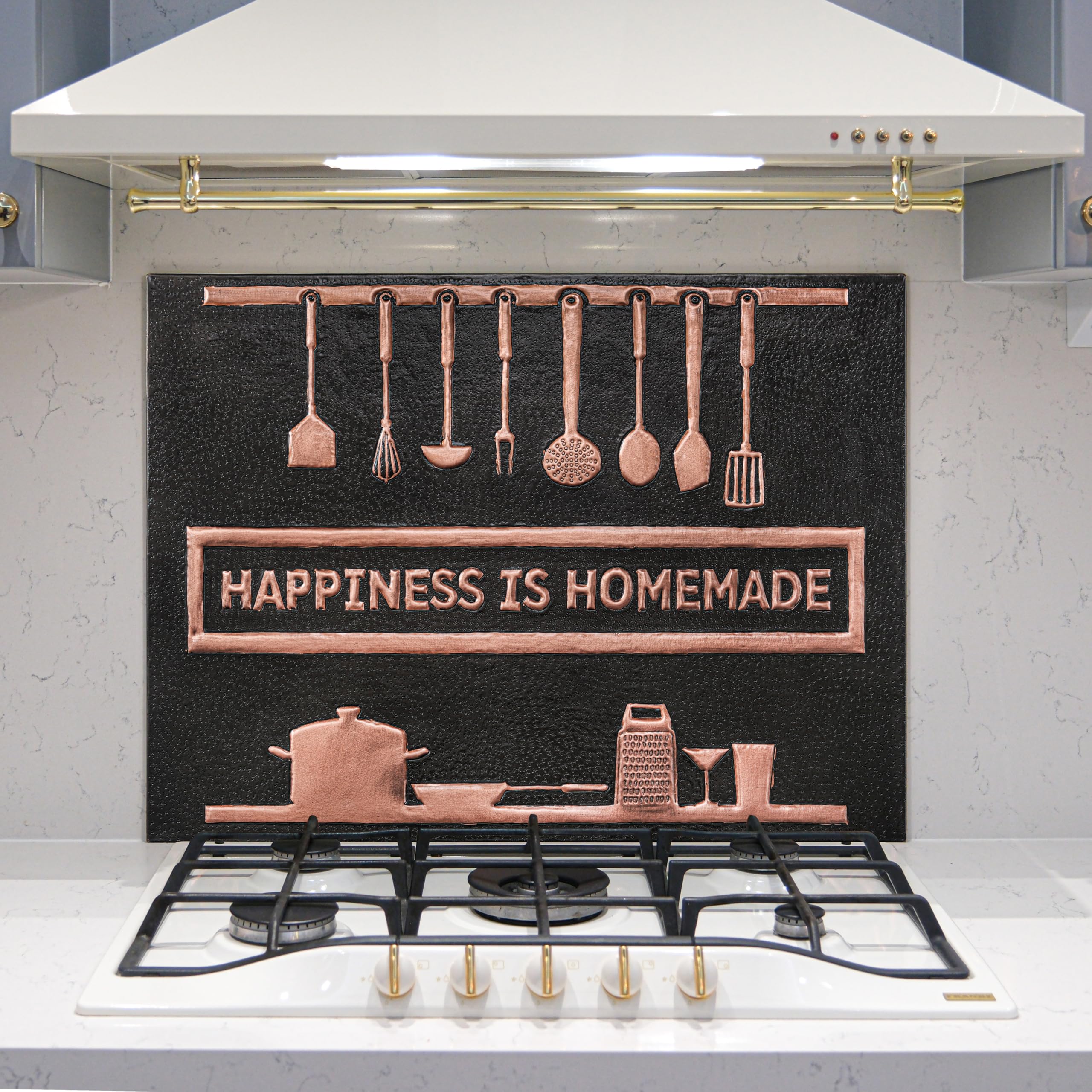 Custom Copper Kitchen Backsplash Panel - Handmade & Personalized for Indoor & Outdoor Wall Decor (Black) | Perfect for Modern Kitchens, Bathrooms & Outdoor Spaces