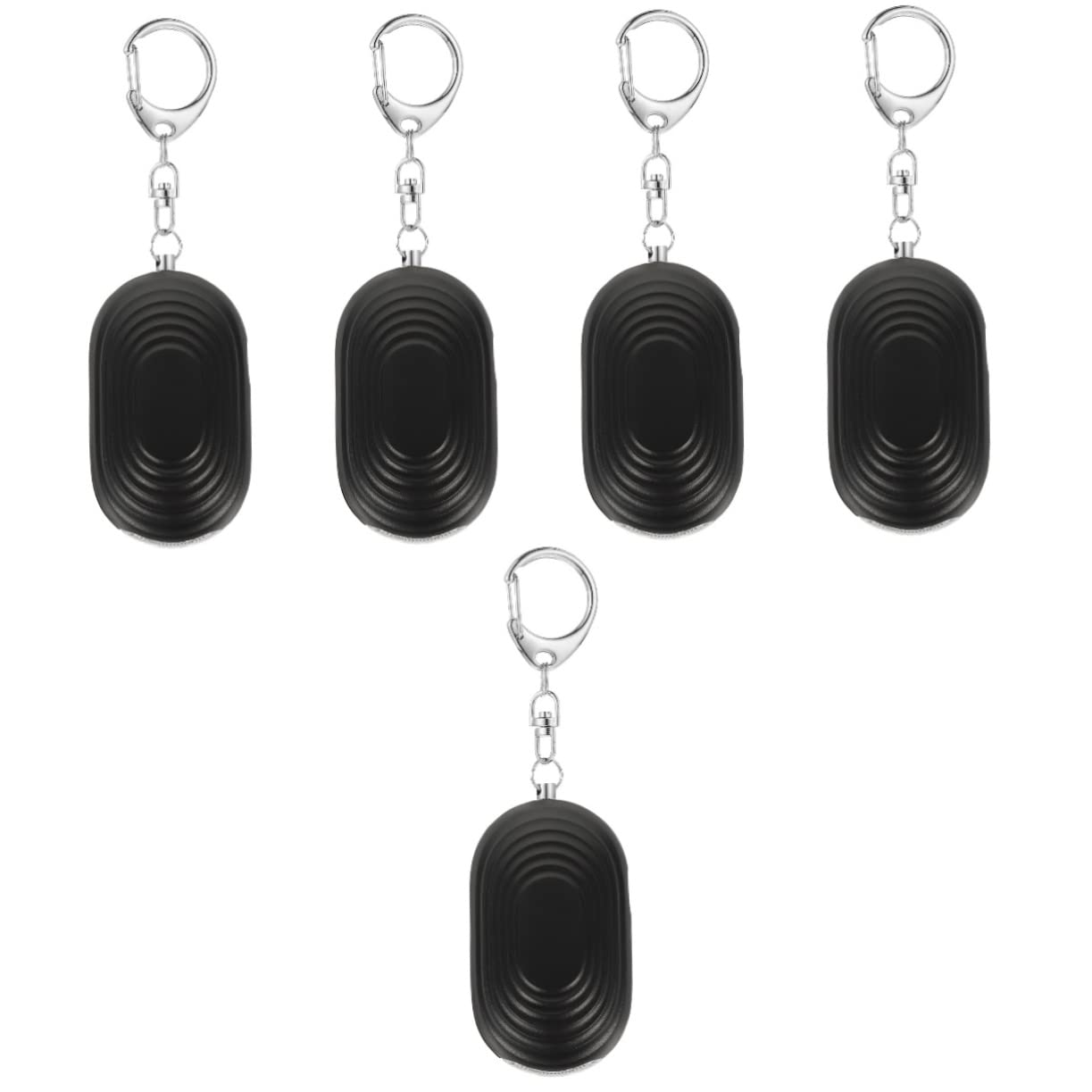 Outanaya 5-Pack Rechargeable LED Safety Keychain Lights for Women & Elderly - Black Personal Security Flashlight with Whistle Alarm, Perfect for Night Walking, Jogging, Camping & Emergency Situations