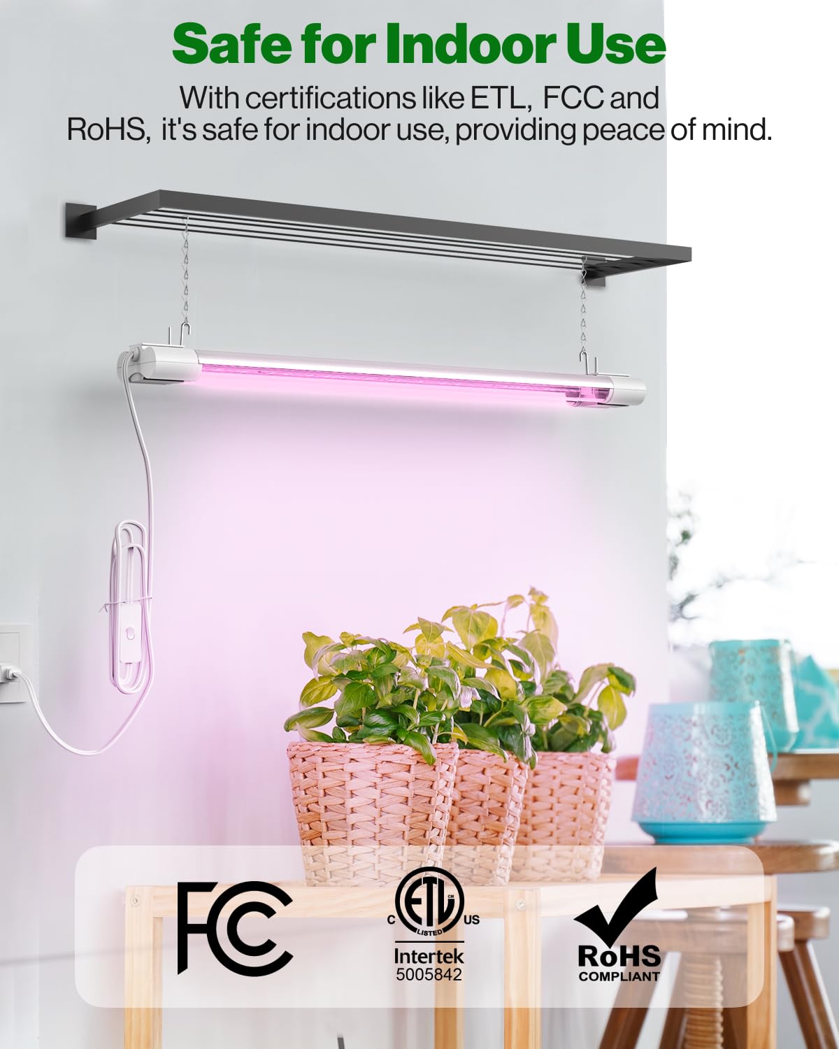 Sunco 8 Pack 2ft LED Grow Light - 20W Full Spectrum Plant Light for Seed Starting, Seedlings & Indoor Plants - Linkable Up to 8 Fixtures with Inline Switch (ETL Certified) - Perfect for Hydroponics, Greenhouses & Home Gardening