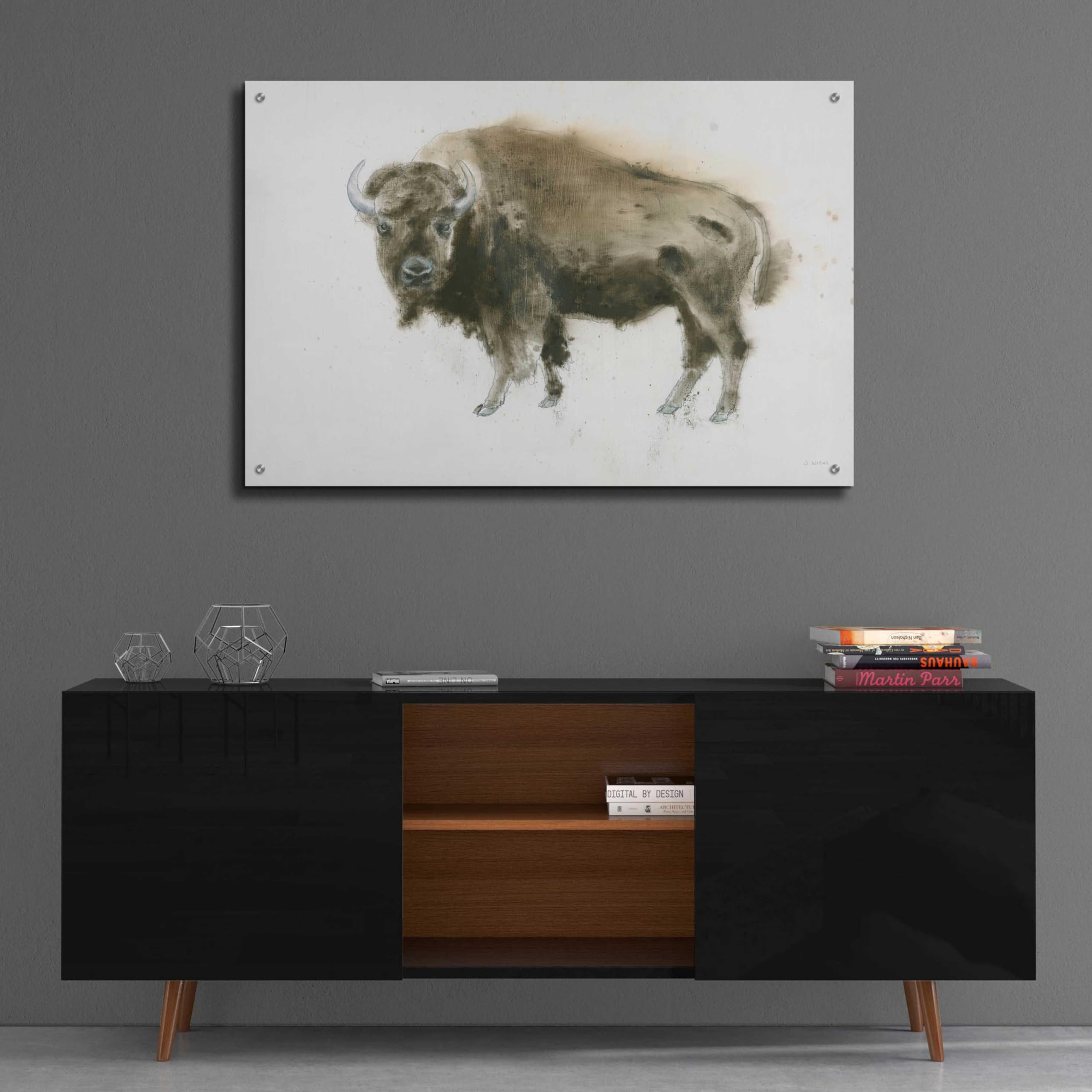 Buffalo Bill Acrylic Glass Wall Art by James Wiens - 36x24 Inches Western Cowboy Painting for Home & Office Decor - Perfect for Living Room, Bedroom or Western Theme Interior Design