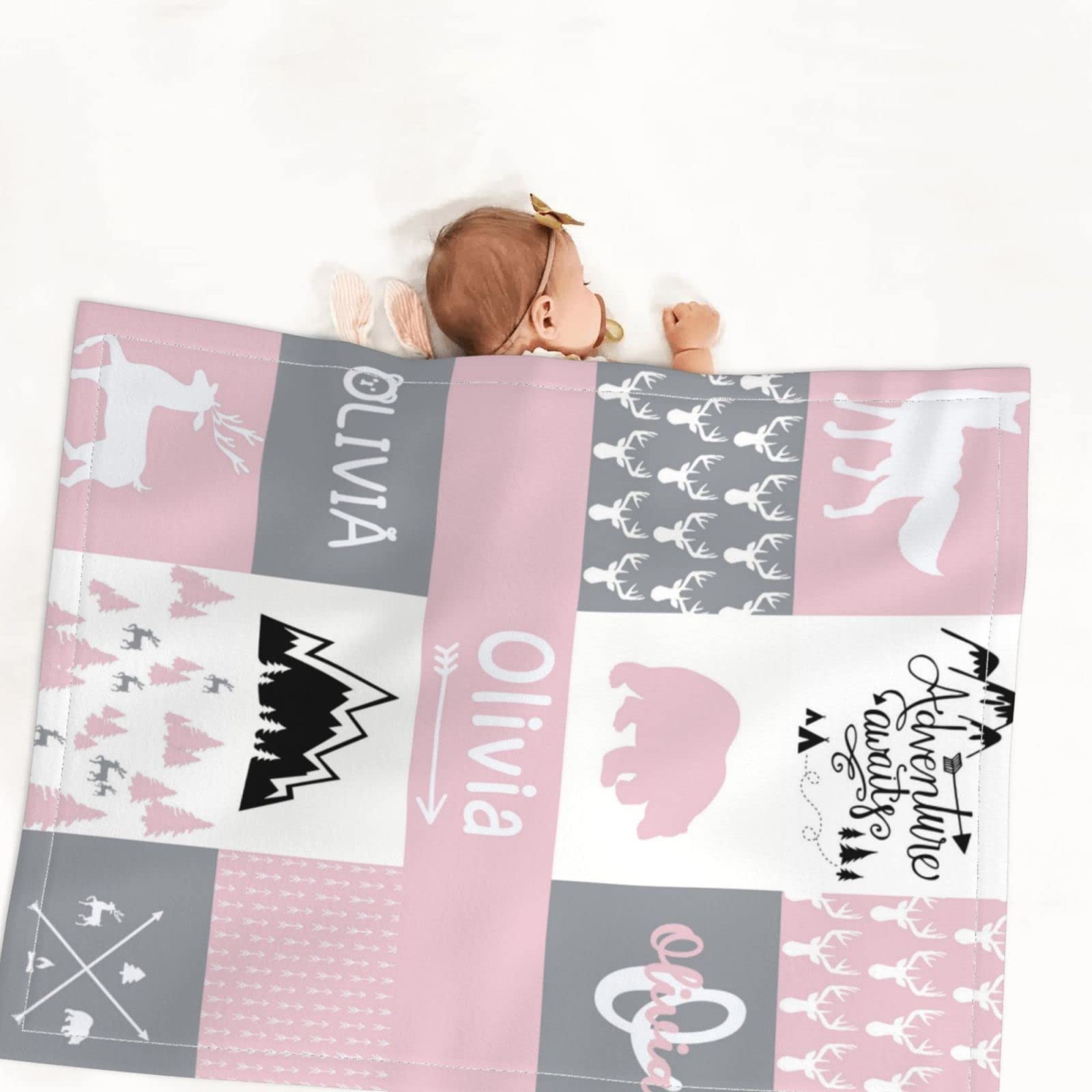 Personalized Baby Blankets for Boys & Girls - Custom Name Woodland Baby Blanket - Soft Nursery Blanket for Newborns - Perfect Baby Shower Gift for Boys & Girls - Ideal for Crib, Stroller & Photo Shoots