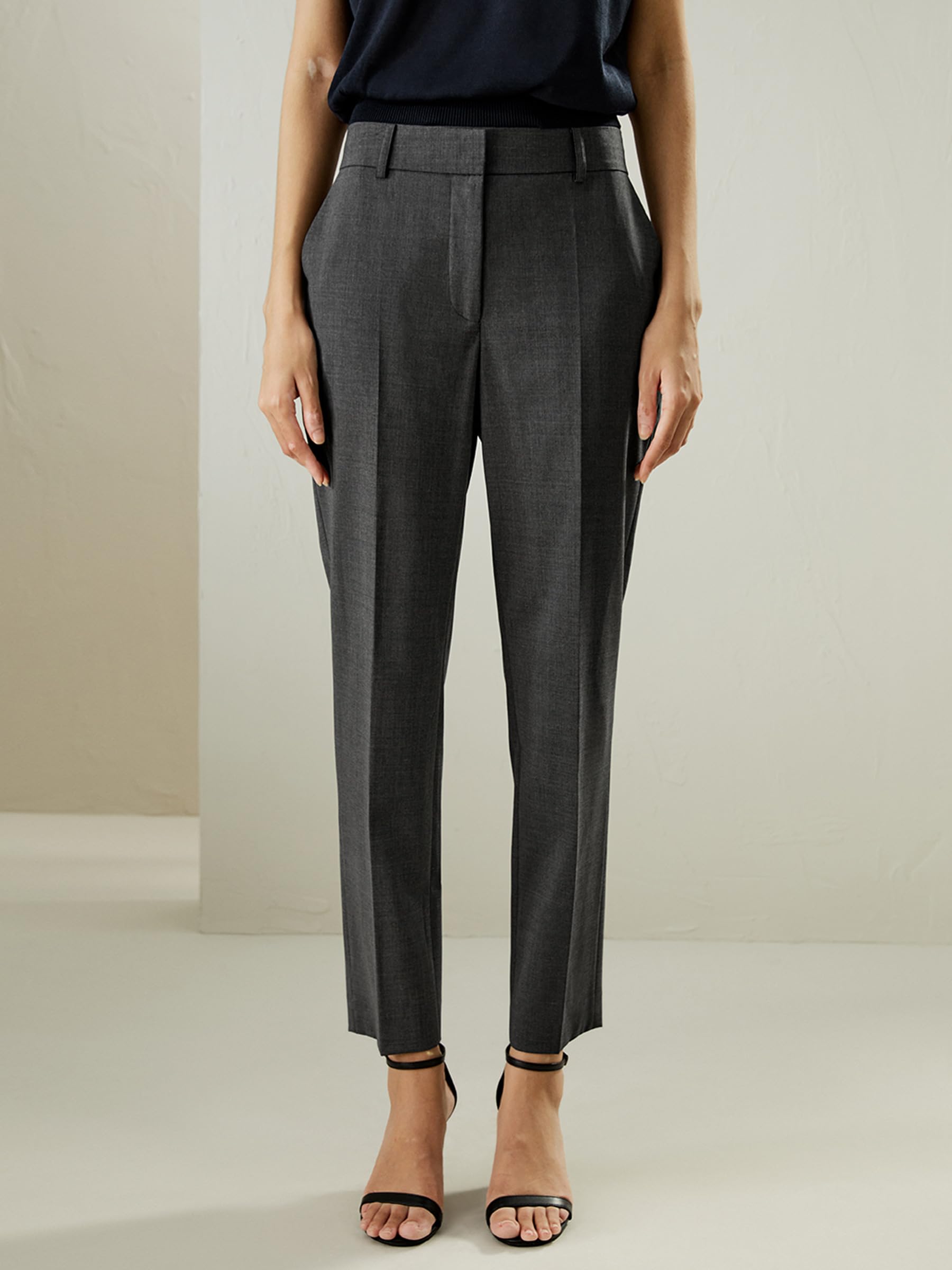 LilySilk Women's 100% Merino Wool Stretch Slim Fit Suit Pants - Luxury Office Work Business Trousers for Professional Women | Perfect for Business Meetings, Office Wear & Formal Occasions