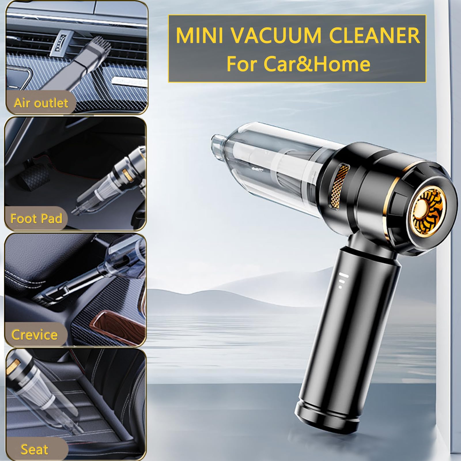 22000PA High Power Rechargeable Handheld Car Vacuum Cleaner - Cordless Portable Mini Vacuum with Air Blower for Car, Home & Office | Perfect for Cleaning Seats, Carpets & Keyboard Dust