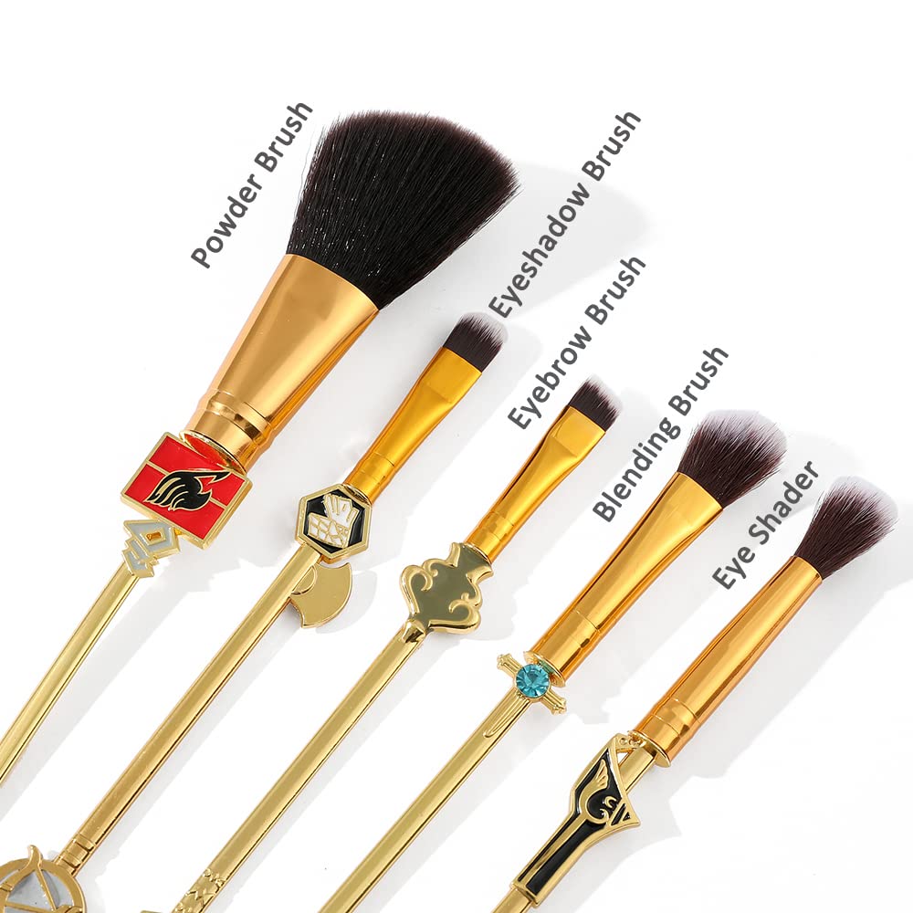 Anime Fairy Tail Makeup Brush Set - 5 Piece Cosplay Makeup Brushes with Metal Handle & Guild Logo | Perfect for Fairy Tail Fans, Cosplay, Anime Themed Makeup & Gift Giving
