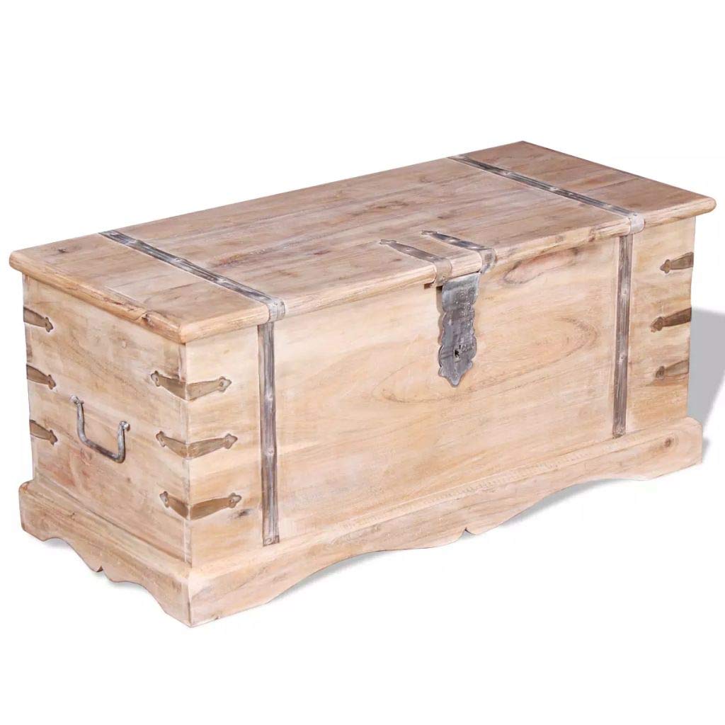 Vintage Wooden Storage Chest with Side Handles - Large Wood Trunk Box for Clothes, Books & Blankets - Perfect for Home Organization, Bedroom, Living Room & Nursery Storage