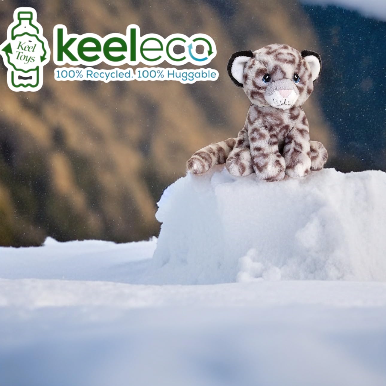 Premium 100% Recycled Plush Eco-Friendly Dog Toys for Small & Medium Breeds - Snow Leopard Design - Sustainable Chew Toys for Indoor Play & Training