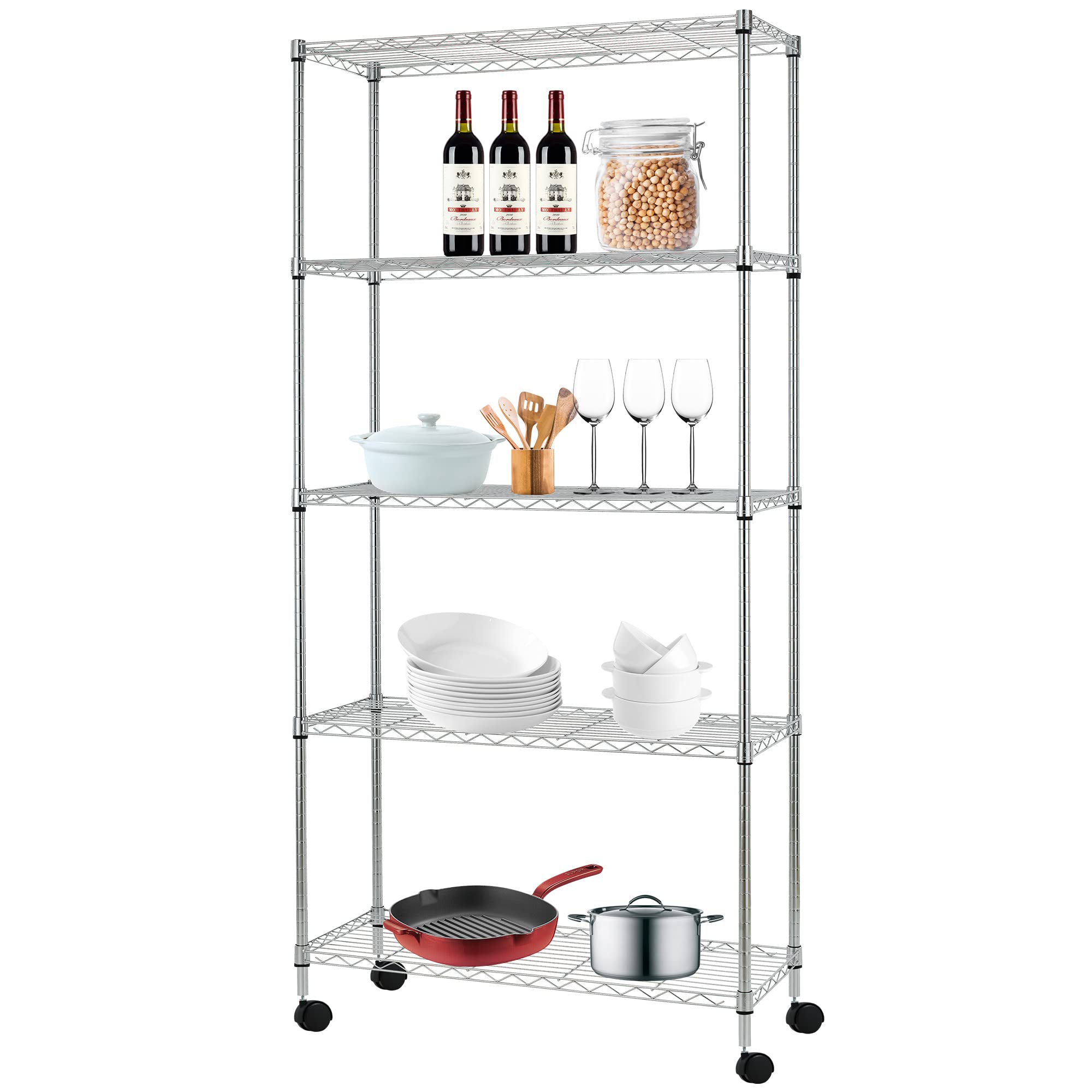 Heavy Duty Chrome Wire Shelving Unit - 14