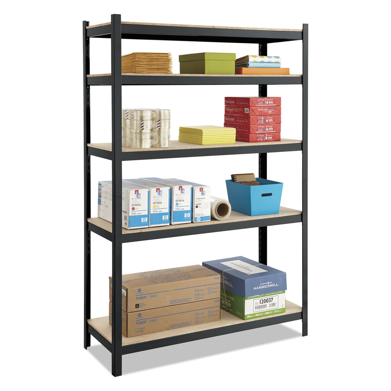 Safco 6246BL Black Shelving Unit 48