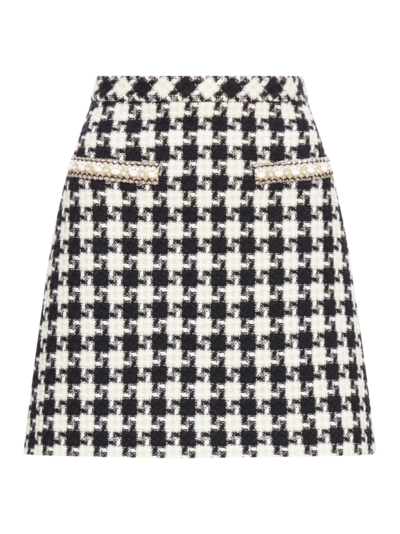 Stylish Embroidered Damier Light Tweed Skirt for Women - Perfect for Office Wear, Cocktail Parties & Spring Outfits