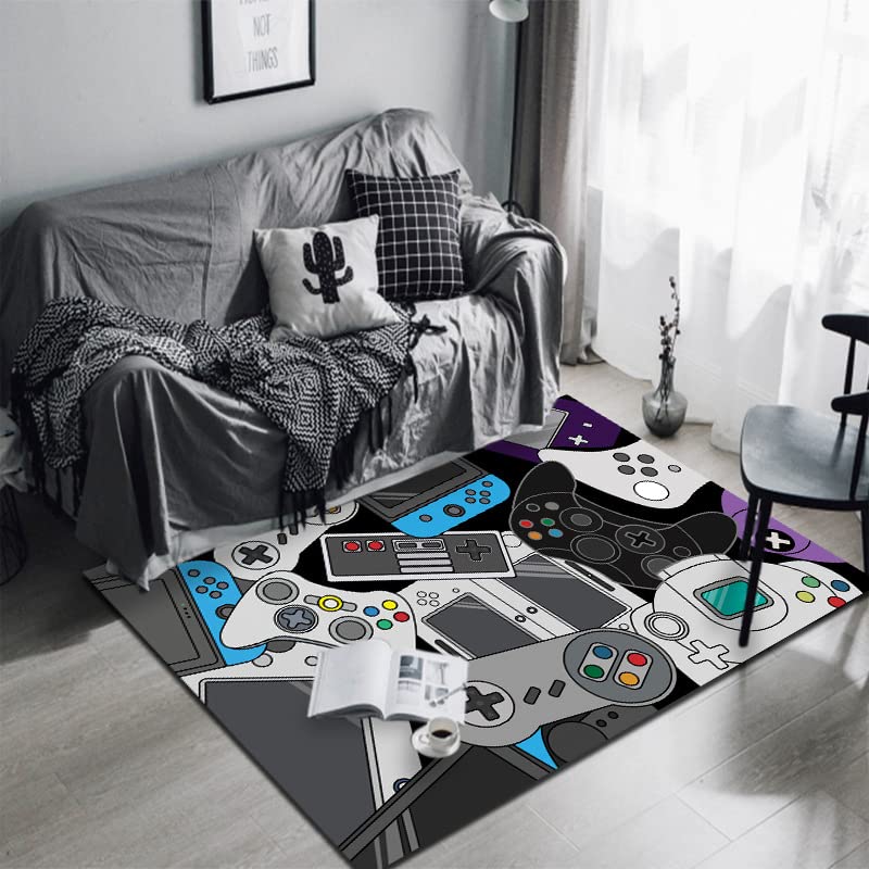 Non-Slip Gaming Rug for Kids - 120x160cm Velvet Carpet with Controller Design, Perfect for Bedrooms, Playrooms & Living Room Decor | Durable Floor Mat for Gamers