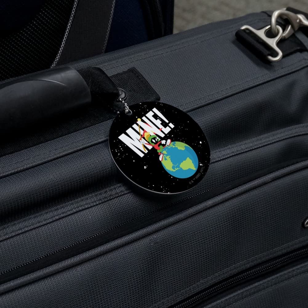 Looney Tunes Marvin The Martian Round Luggage ID Tag - Cute Suitcase Name Tag for Carry-On Bags - Perfect for Travel Identification & Kids' Backpacks