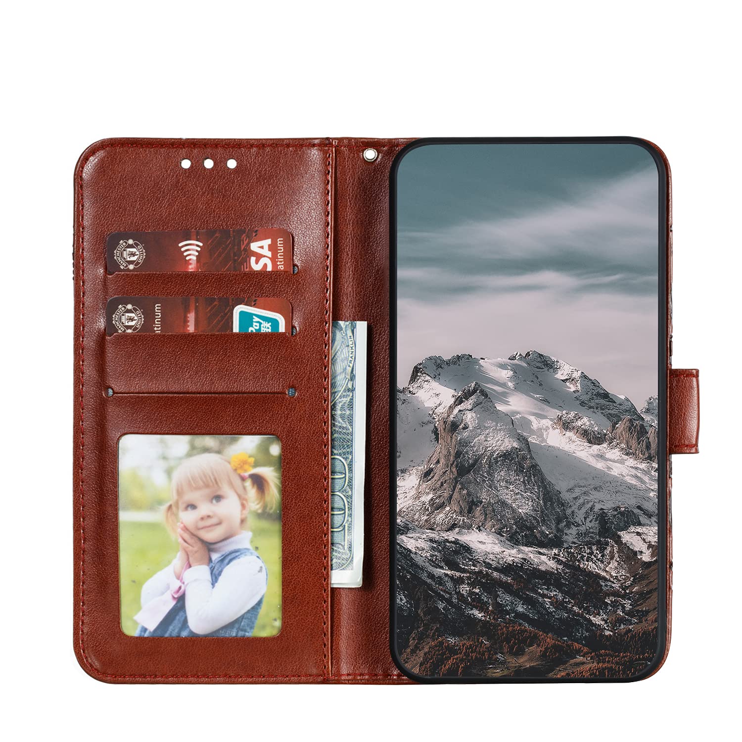Premium PU Leather Flip Wallet Case for iPhone 13 Pro Max - Shockproof Mandala Embossed Cover with Card Holder & Kickstand | Perfect for Business, Travel & Everyday Protection