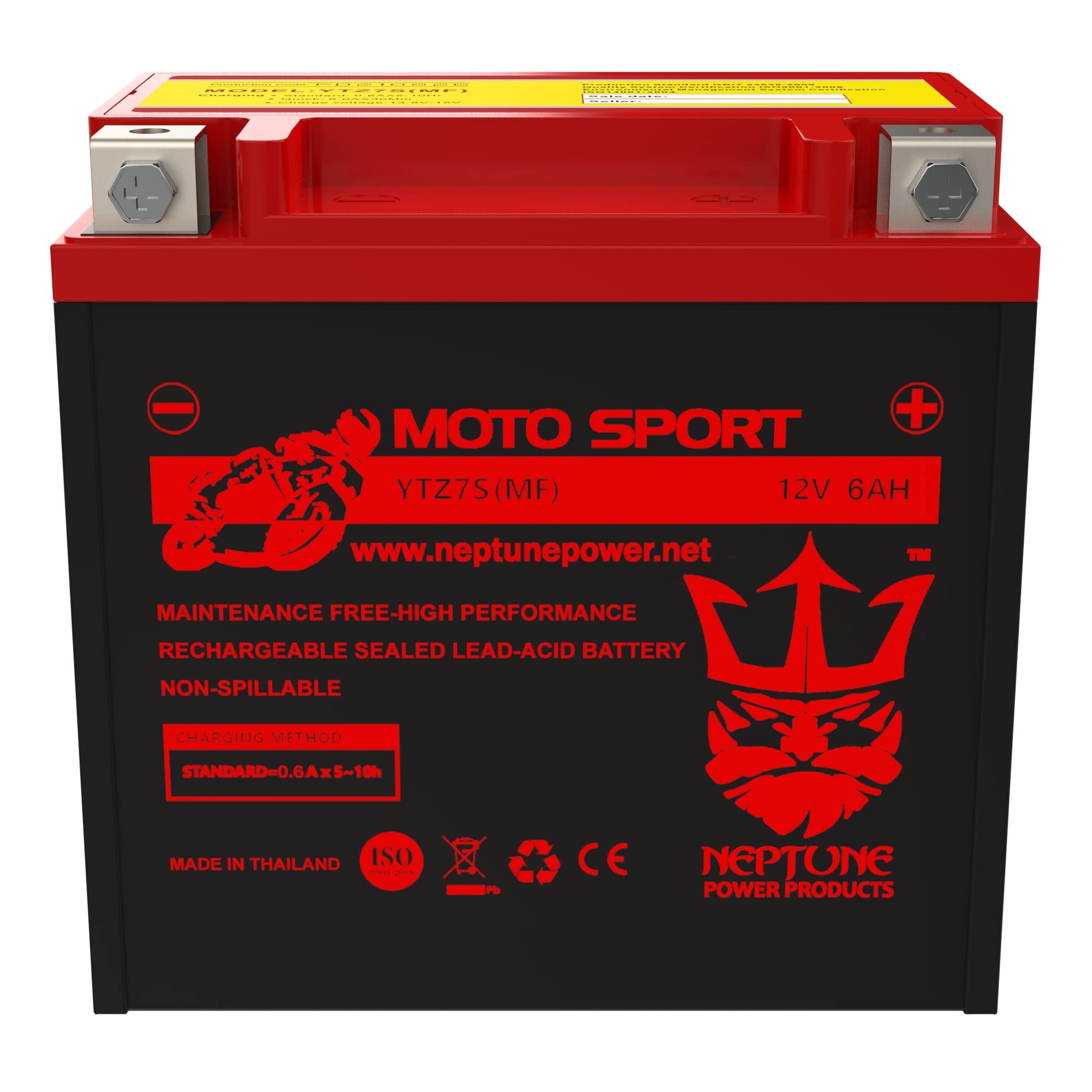 Neptune YTZ7S Replacement Battery for Power-Sonic PTZ7S - Maintenance Free Sealed Powersport Battery for Motorcycles, ATVs & Jet Skis - Reliable Starting Power in Extreme Conditions