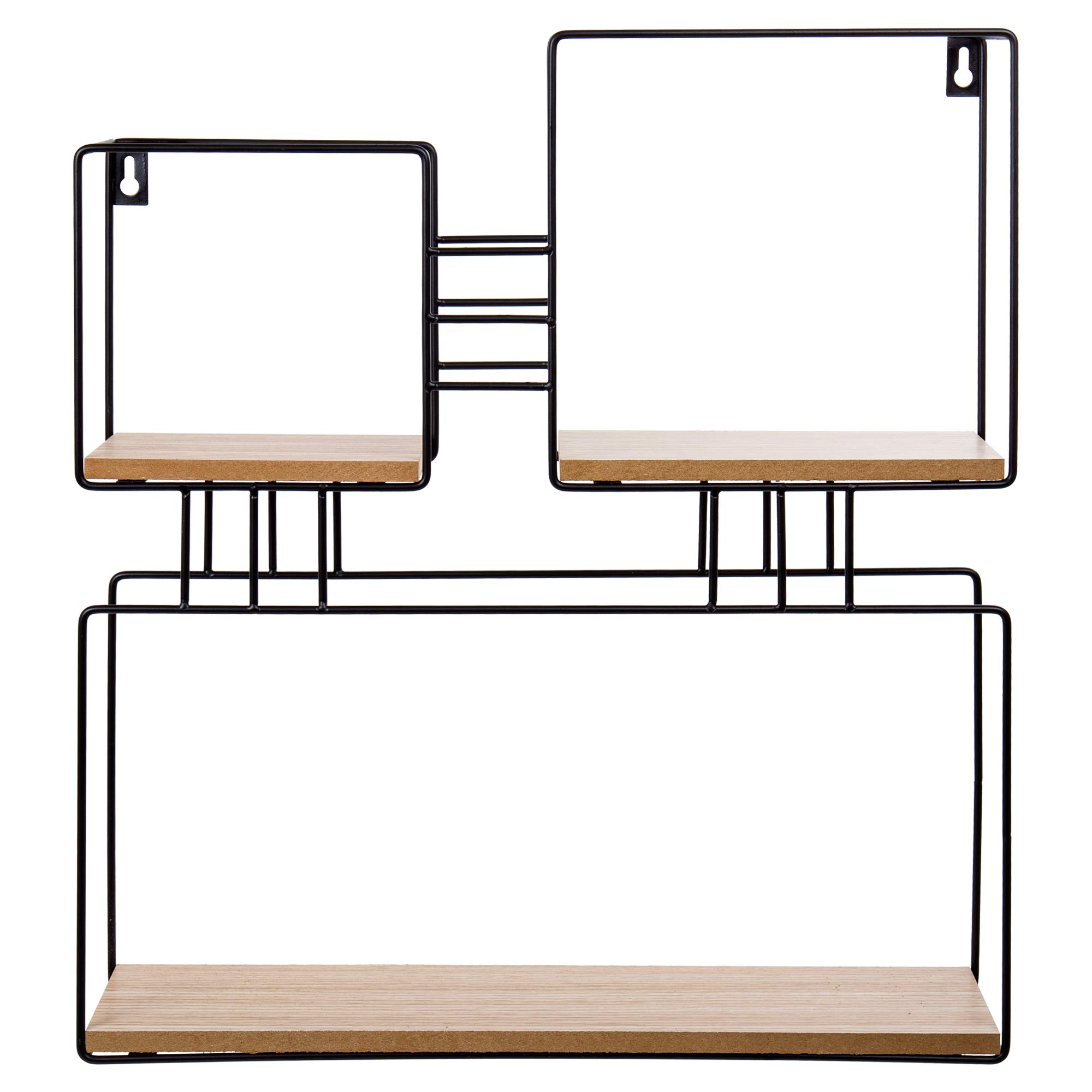 Truu Design Modern Black Floating Shelf 16x17.5 Inch - Wall Mounted Decorative Storage for Living Room, Bedroom & Bathroom Organization