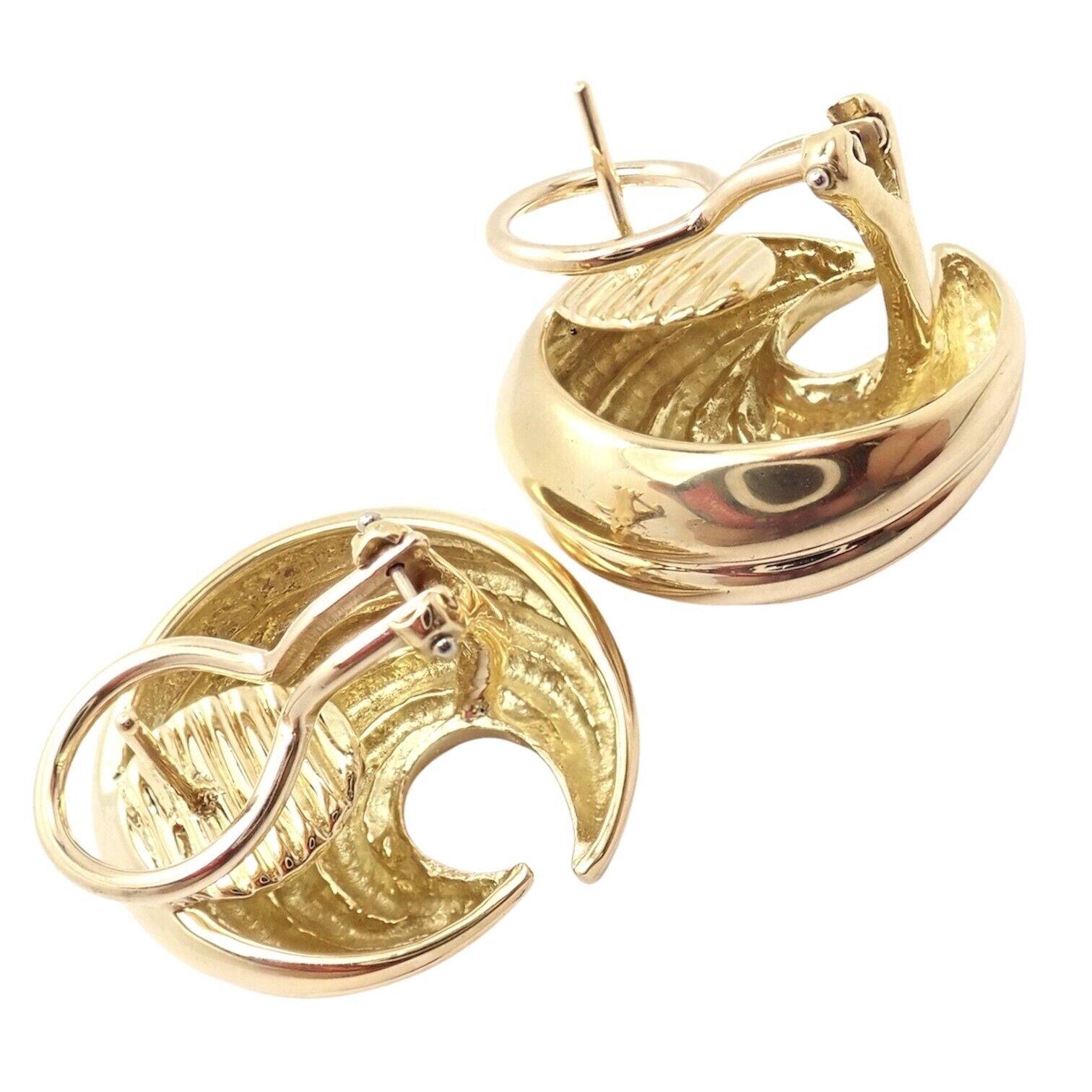 Authentic Tiffany & Co 18k Yellow Gold Vintage Crescent Moon Earrings - Perfect for Weddings, Anniversaries & Special Occasions