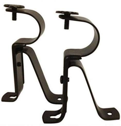Black Adjustable Curtain Rod Brackets - Heavy Duty Drapery Rod Holders Set of 2 - Perfect for Living Room, Bedroom & Window Treatments