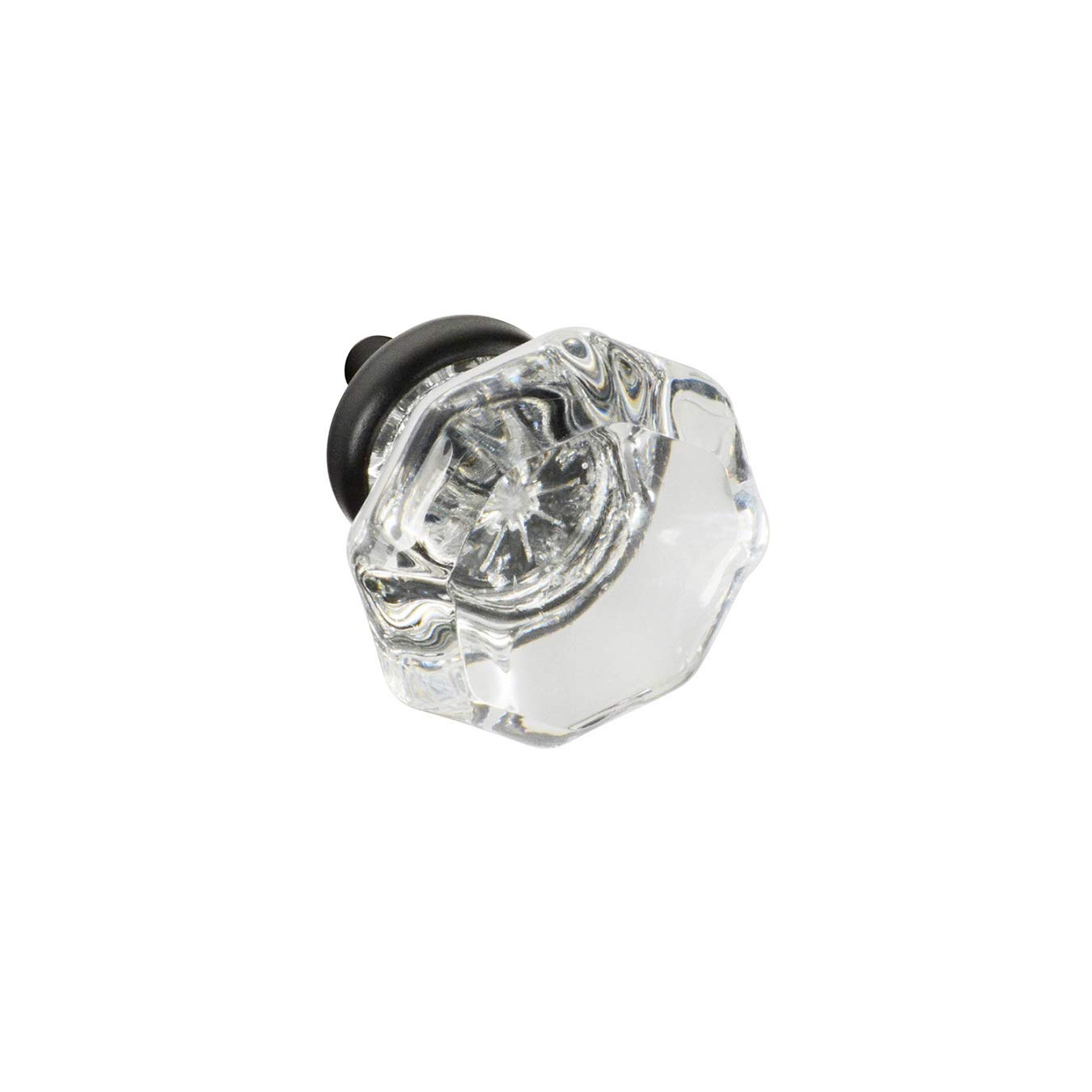 10 Pack Clear Glass Cabinet Knobs with Black Base - 1-3/8