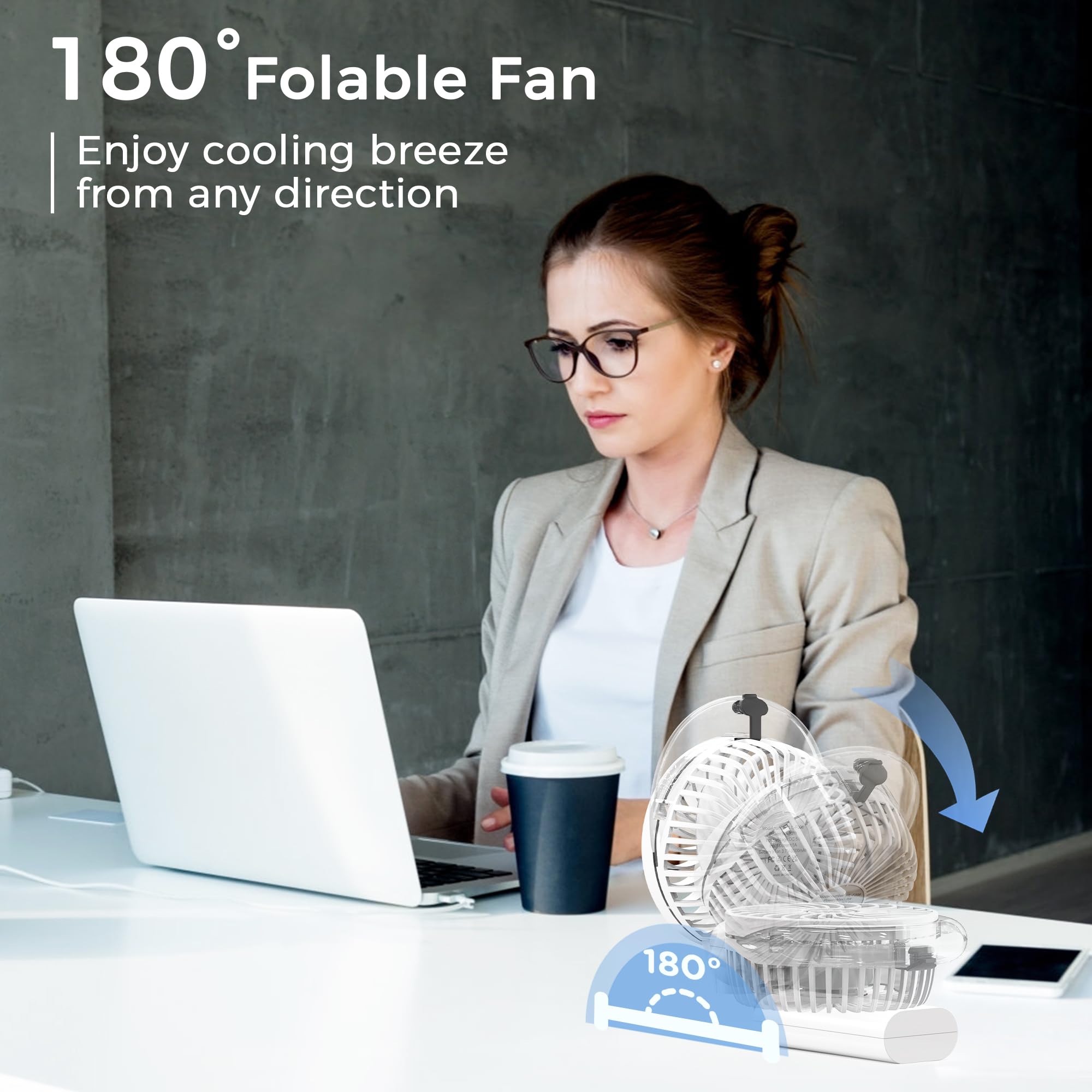 COMLIFE Portable Handheld Misting Fan with 3000mAh Rechargeable Battery - Foldable Mini Personal Cooling Fan for Travel, Makeup, Home & Office - Perfect for Camping, Hiking, Beach and Outdoor Activities