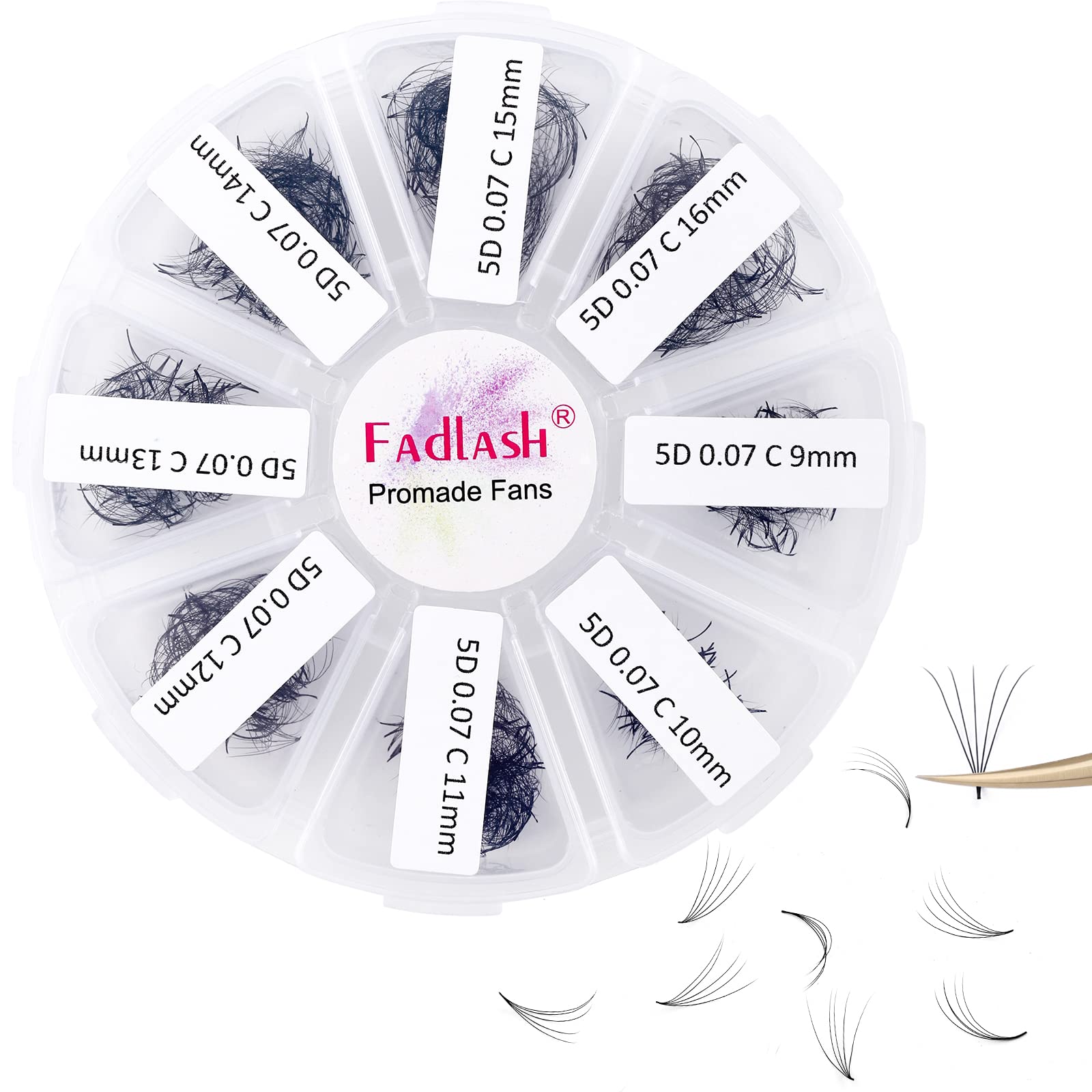 Premium 1000pcs Handmade Premade Eyelash Extensions - 5D-0.07C Volume Lashes Mix (9-16mm) with Pointed Base for Fluffy Lash Fans | Perfect for Salon Professionals, Bridal Makeup & Special Occasions