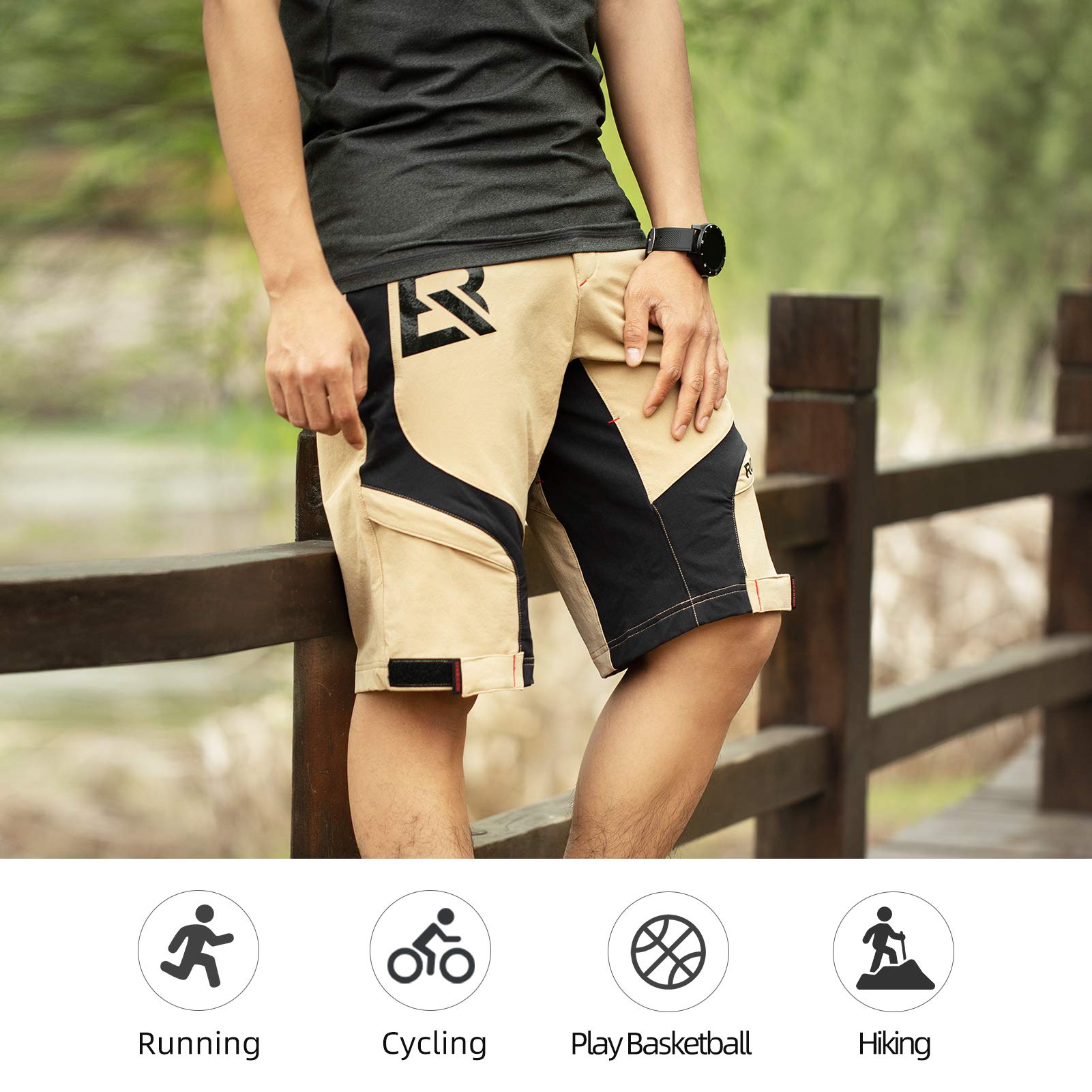 ROCKBROS Padded Mountain Bike Shorts for Men - Comfortable MTB Cycling Shorts with Padding for Long Rides & Trail Biking - Perfect for Mountain Biking, Cycling, and Outdoor Adventures