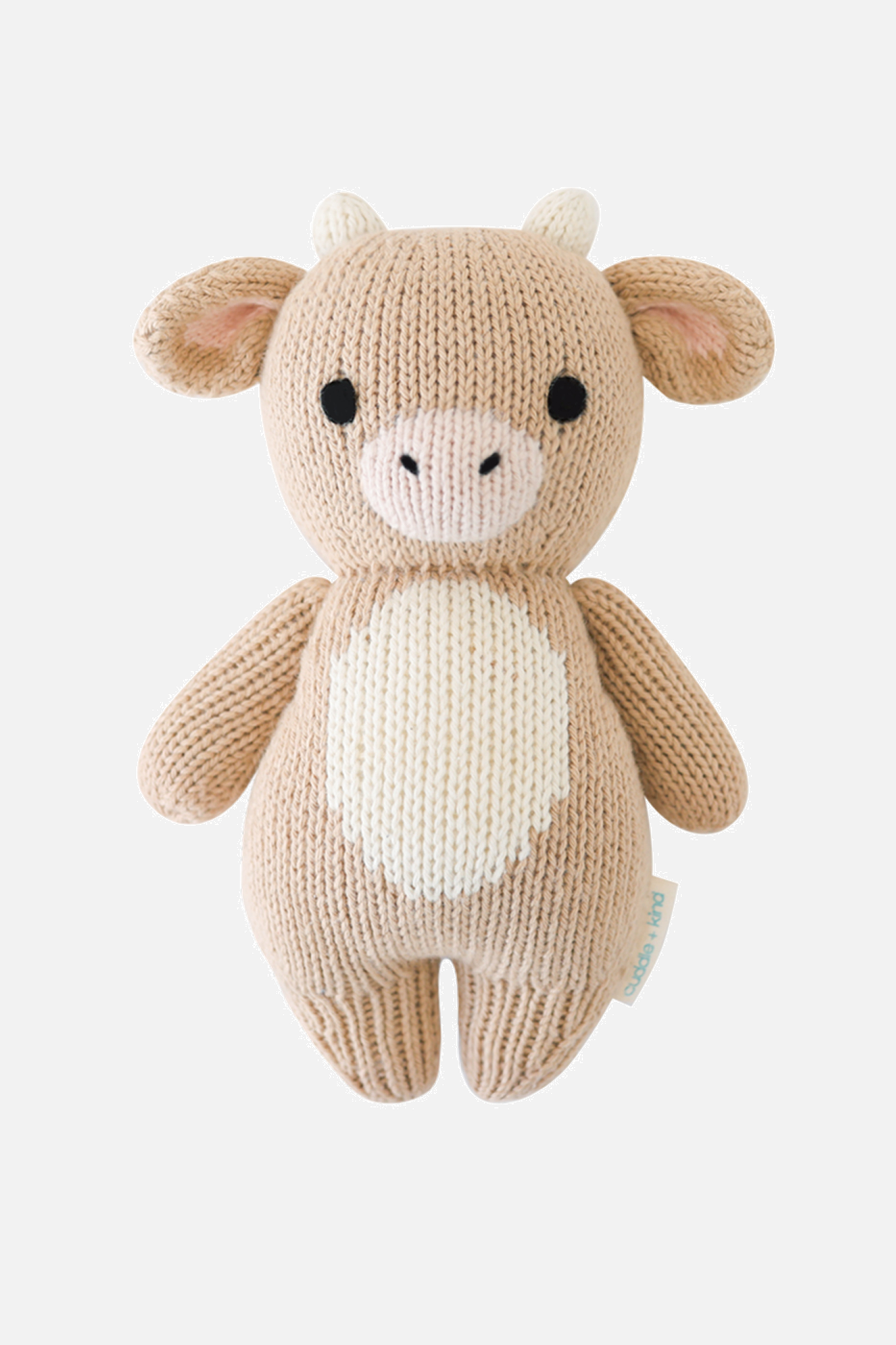 Organic Cotton Handmade Baby Cow (Jersey) Plush Toy - Cuddle+Kind Ethical Stuffed Animal for Newborns & Toddlers | Soft Nursery Gift, Cuddle Companion, Baby Shower Present