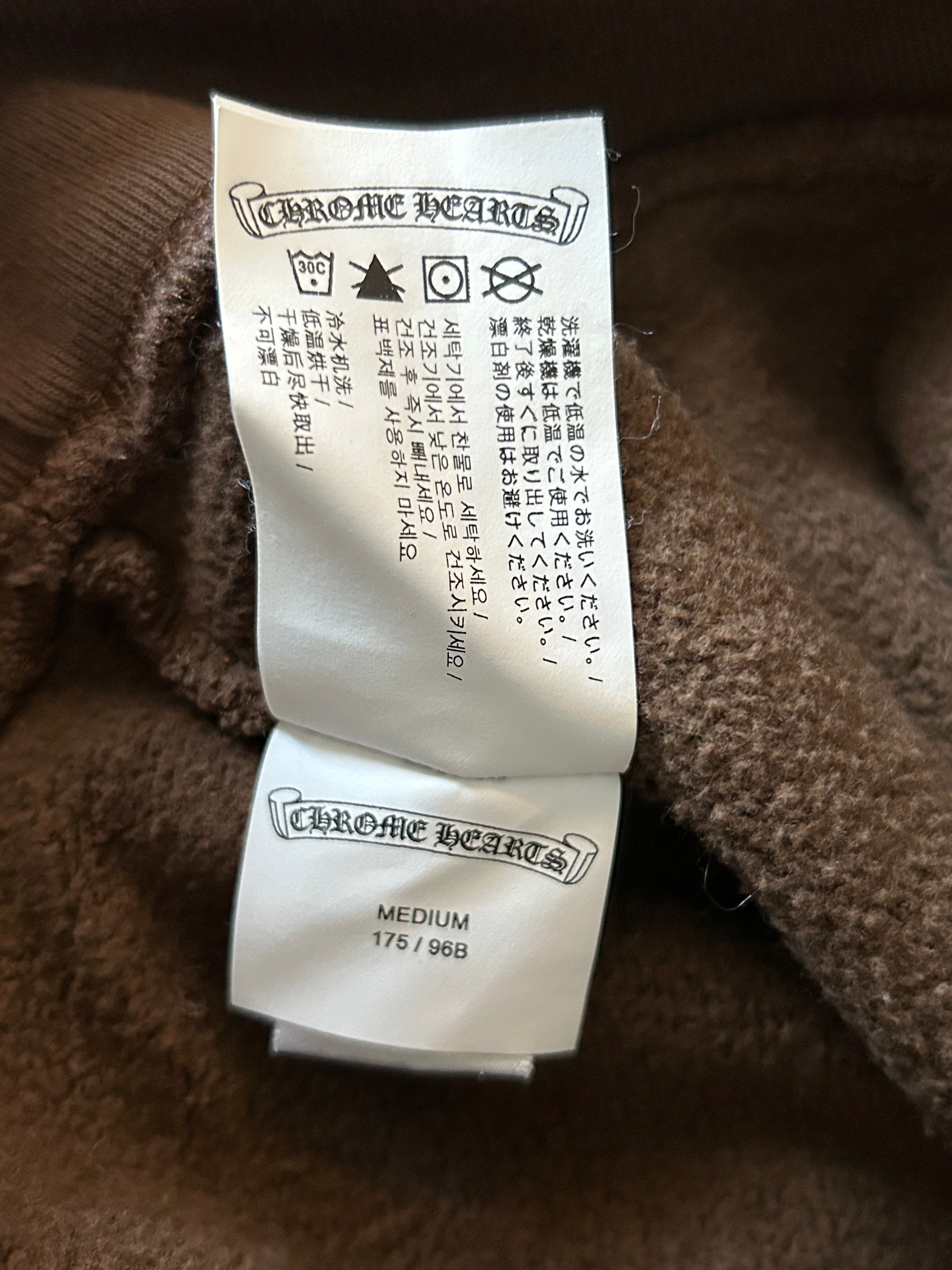 Chrome Hearts Brown & White Embroidered Logo Quarter Zip Sweater for Men | Stylish Pullover for Casual Wear & Street Fashion