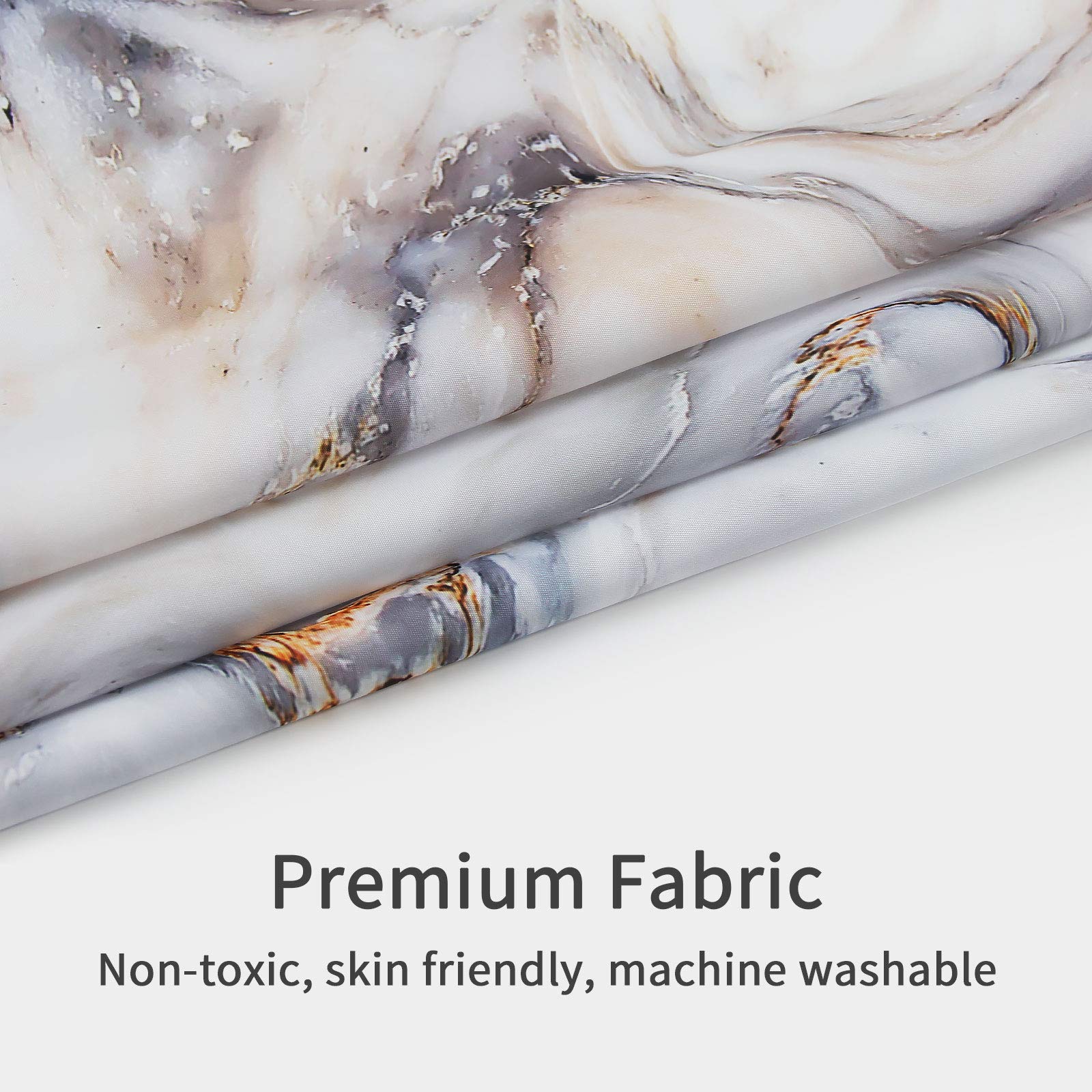 MitoVilla 36 x 72 Inch Small Stall Shower Curtain - Grey Gold Half Size Narrow Bathroom Curtain with Hooks, Modern Abstract Fabric Shower Liner for Bathroom Decor | Perfect for Small Showers, Apartments & RVs