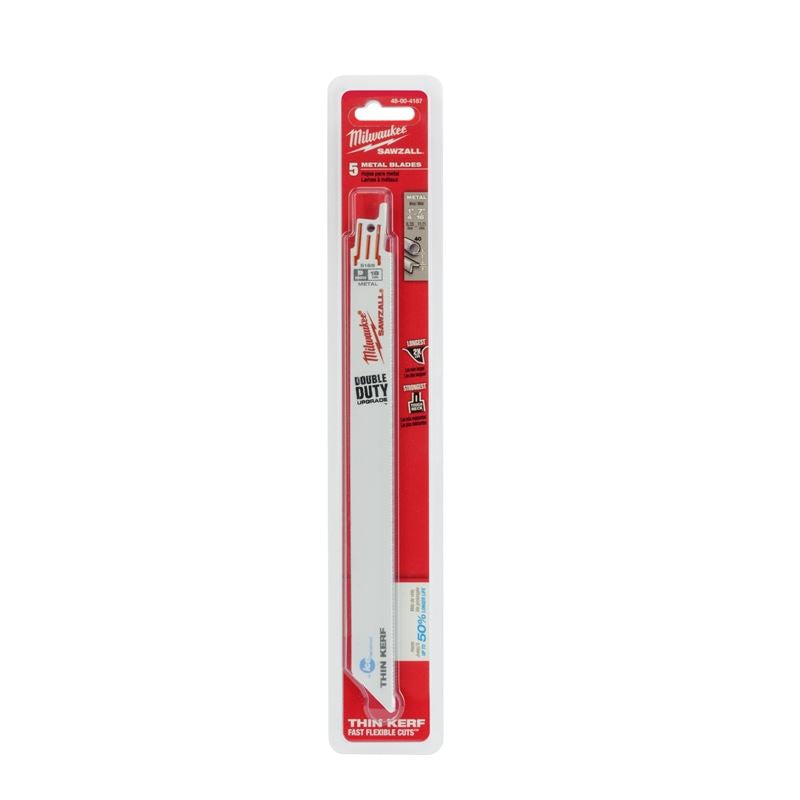 5-Pack 9-Inch 14 TPI Thin Kerf Ice Hardened SAWZALL Blades for Wood, Metal & Demolition - Ideal for Construction, Renovation & DIY Projects