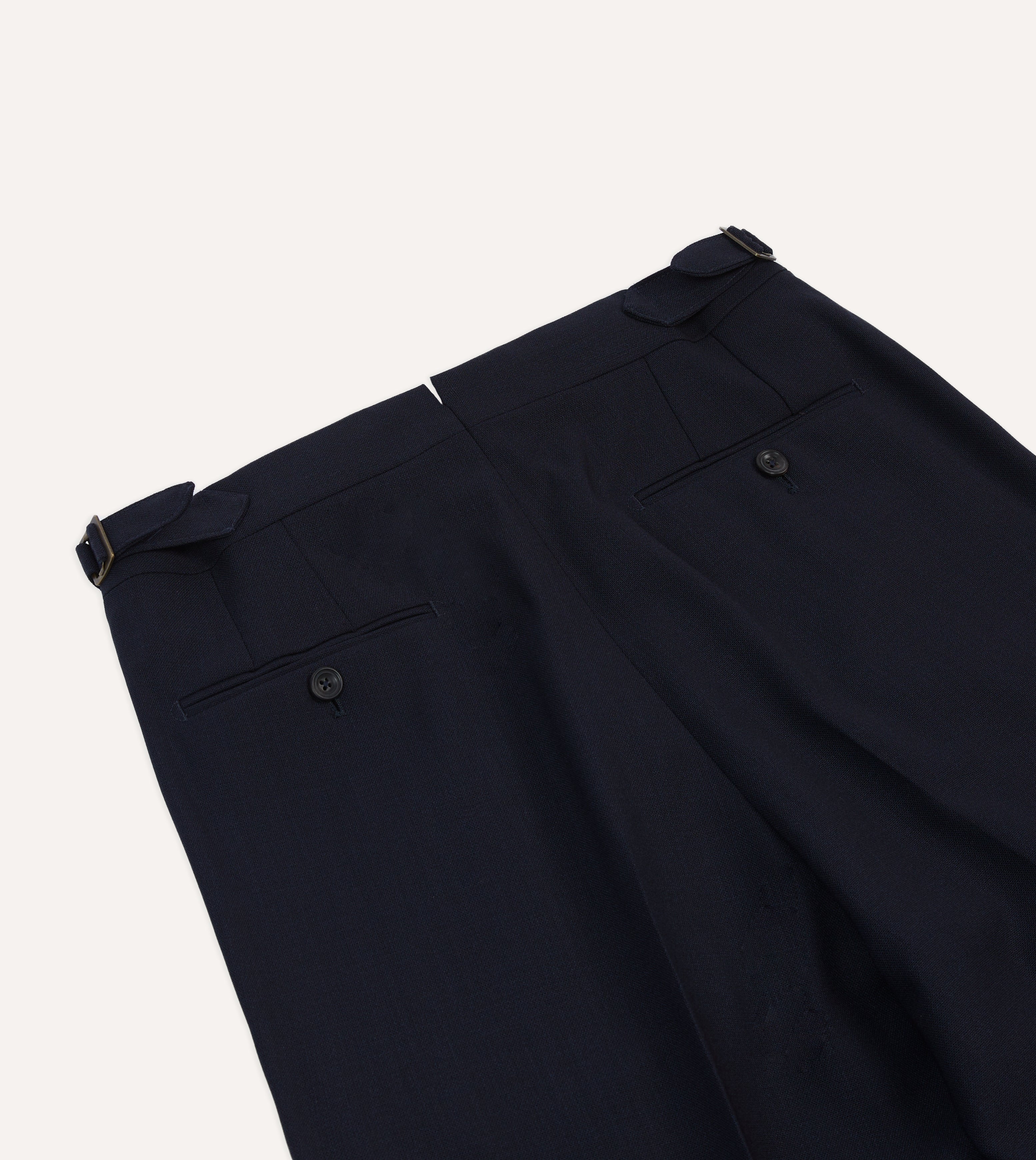 Premium Navy Blue Tropical Wool Single Pleat Dress Pants for Men - Business Casual & Office Wear - Comfortable & Breathable for Warm Weather