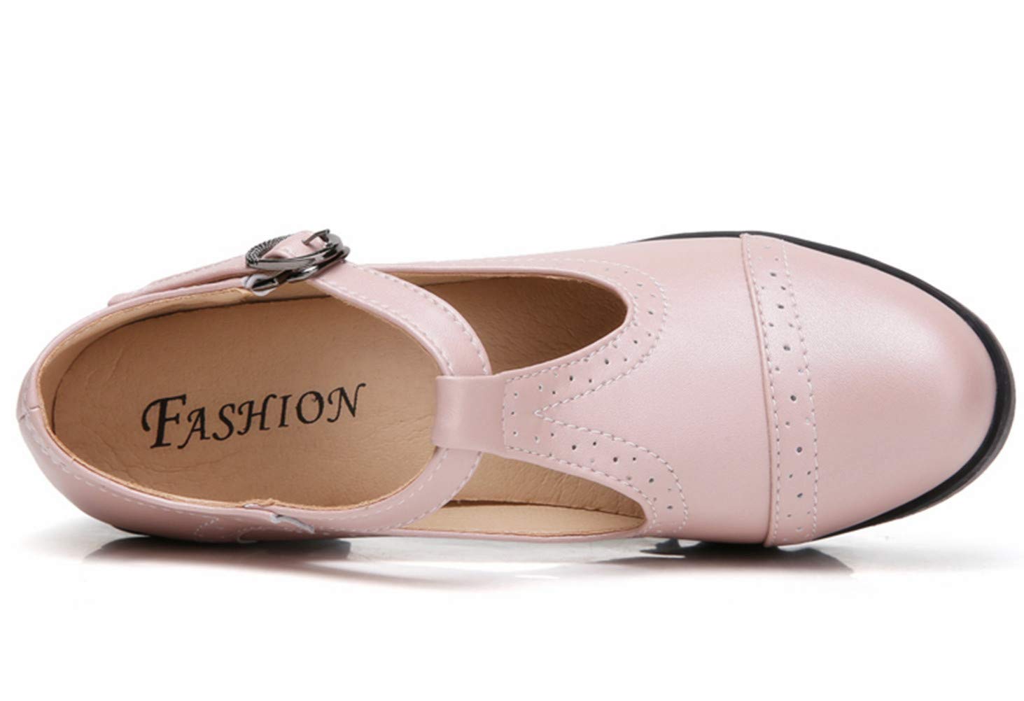 DADAWEN Women's Classic T-Strap Platform Oxford Shoes - Mid Heel Square Toe Dress Pumps for Work, Party & Wedding | Comfortable Office & Formal Occasion Shoes
