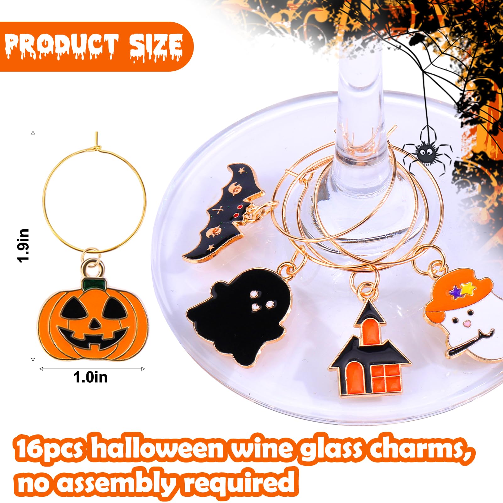 AIERSA Elegant Wine Glass Charms Set - 12 Pack Stemware Drink Markers with Gold Rings | Funny Party Glass Identifiers for Wedding, Bridal Shower & Holiday Gatherings | Prevent Drink Mix-ups at Social Events