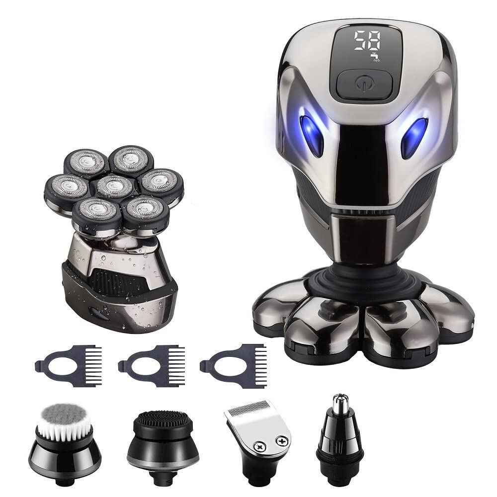 Electric Head Shaver for Bald Men - 7D Waterproof LED Shaving Machine, Wet/Dry Trimmer Razor for Smooth Bald Head Shaving | Perfect for Home, Travel & Gym Use