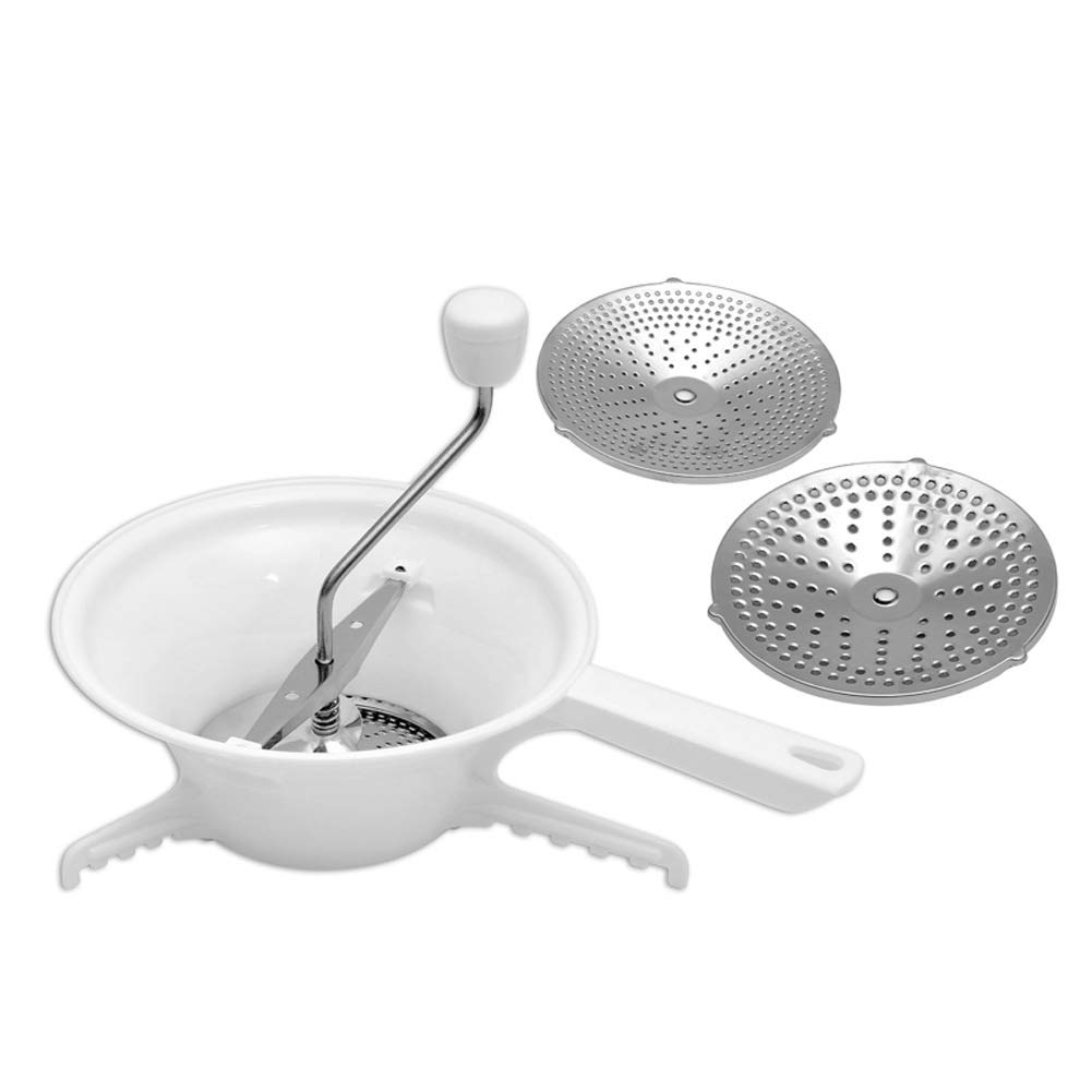 Stainless Steel Food Mill with 3 Interchangeable Discs - Manual Tomato Sauce Maker, Vegetable Puree Grinder for Soups, Baby Food & Canning - Perfect for Home Cooking, Kitchen Prep & Preserving