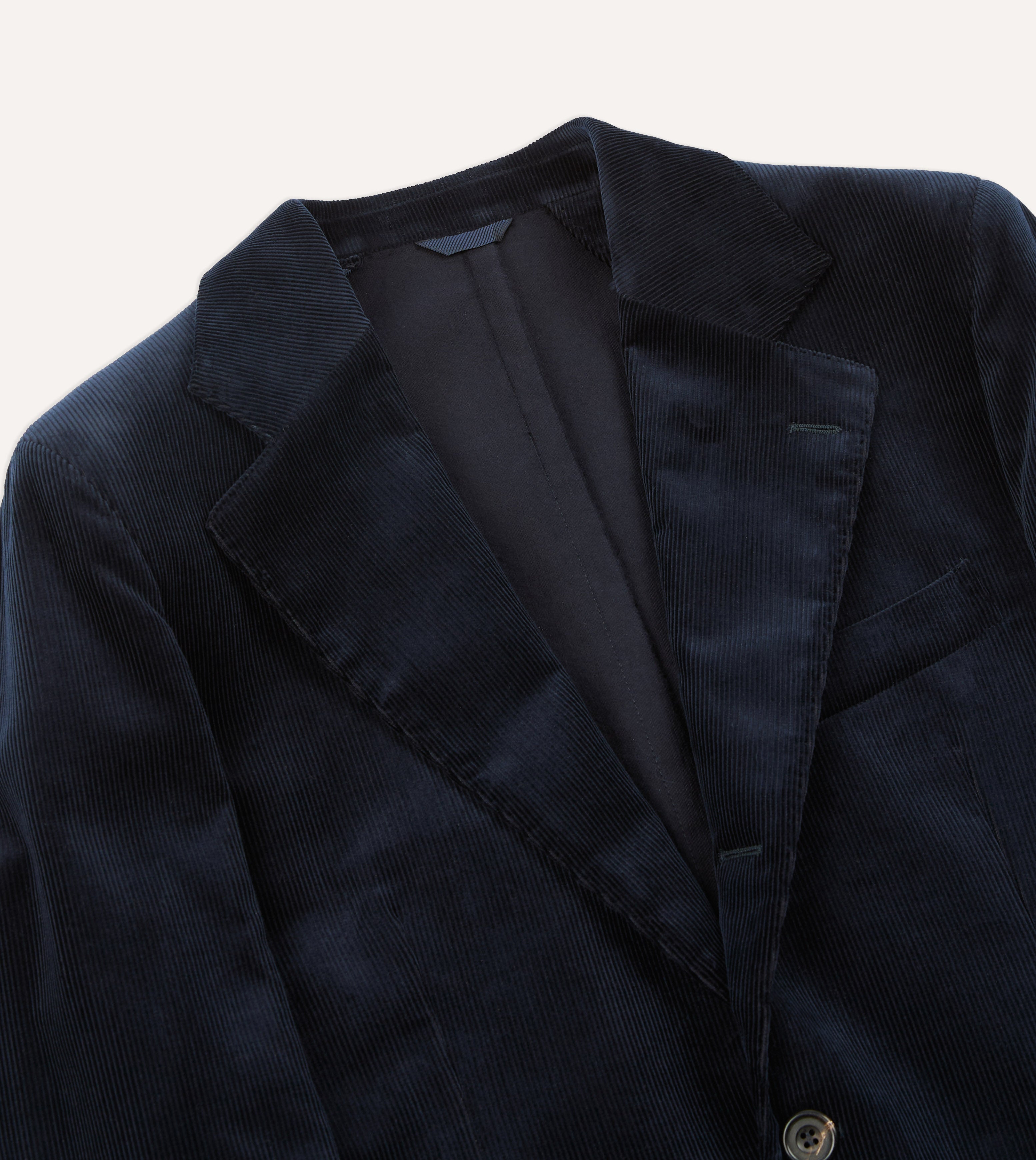 Navy Blue Mid Wale Cotton Corduroy Tailored Jacket for Men - Classic Slim Fit Blazer for Business Casual, Date Night & Fall Outfits