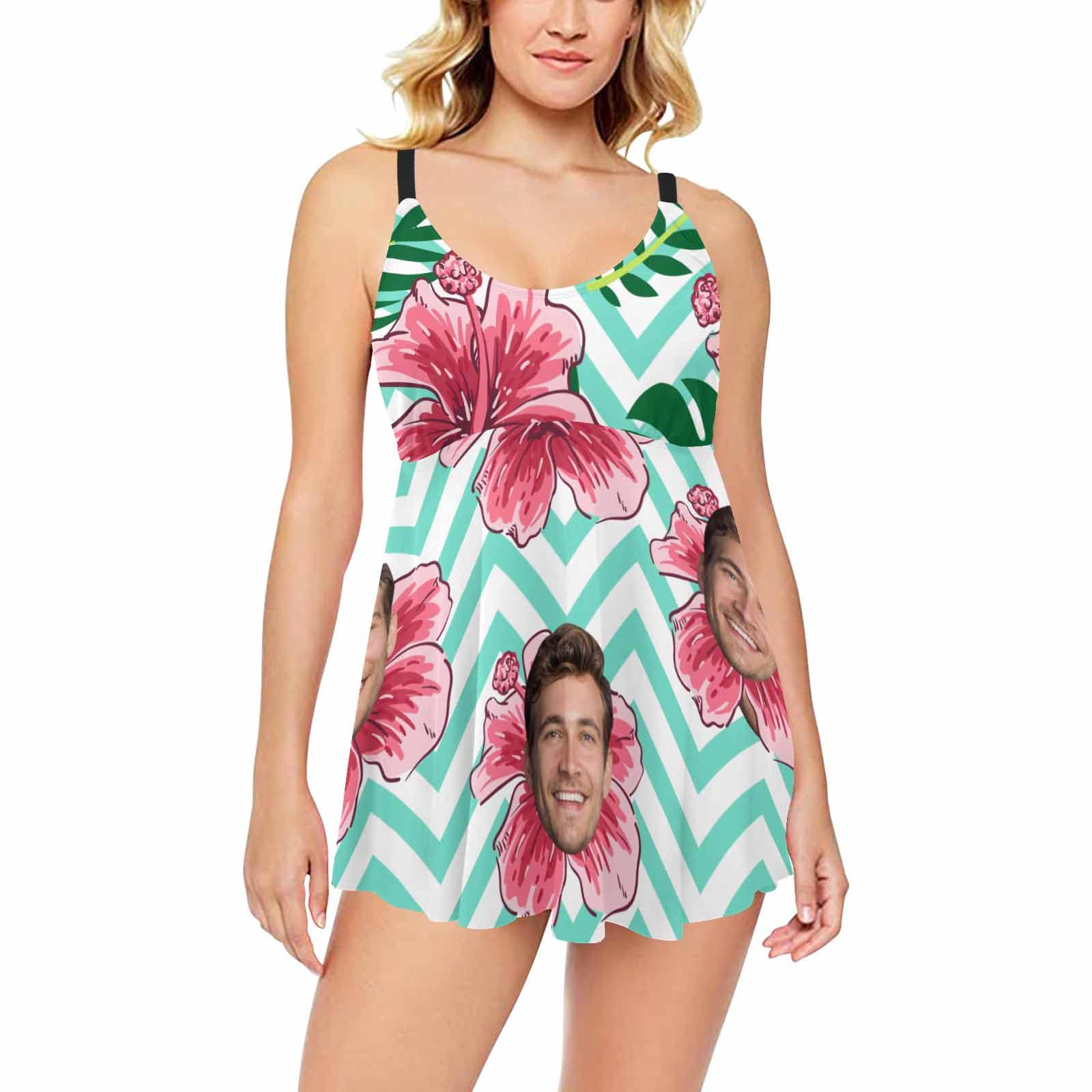 Custom Personalized Women's Two-Piece Swimsuit with Flag Print & Shorts - Summer Beachwear for Swimming, Vacation, and Pool Parties