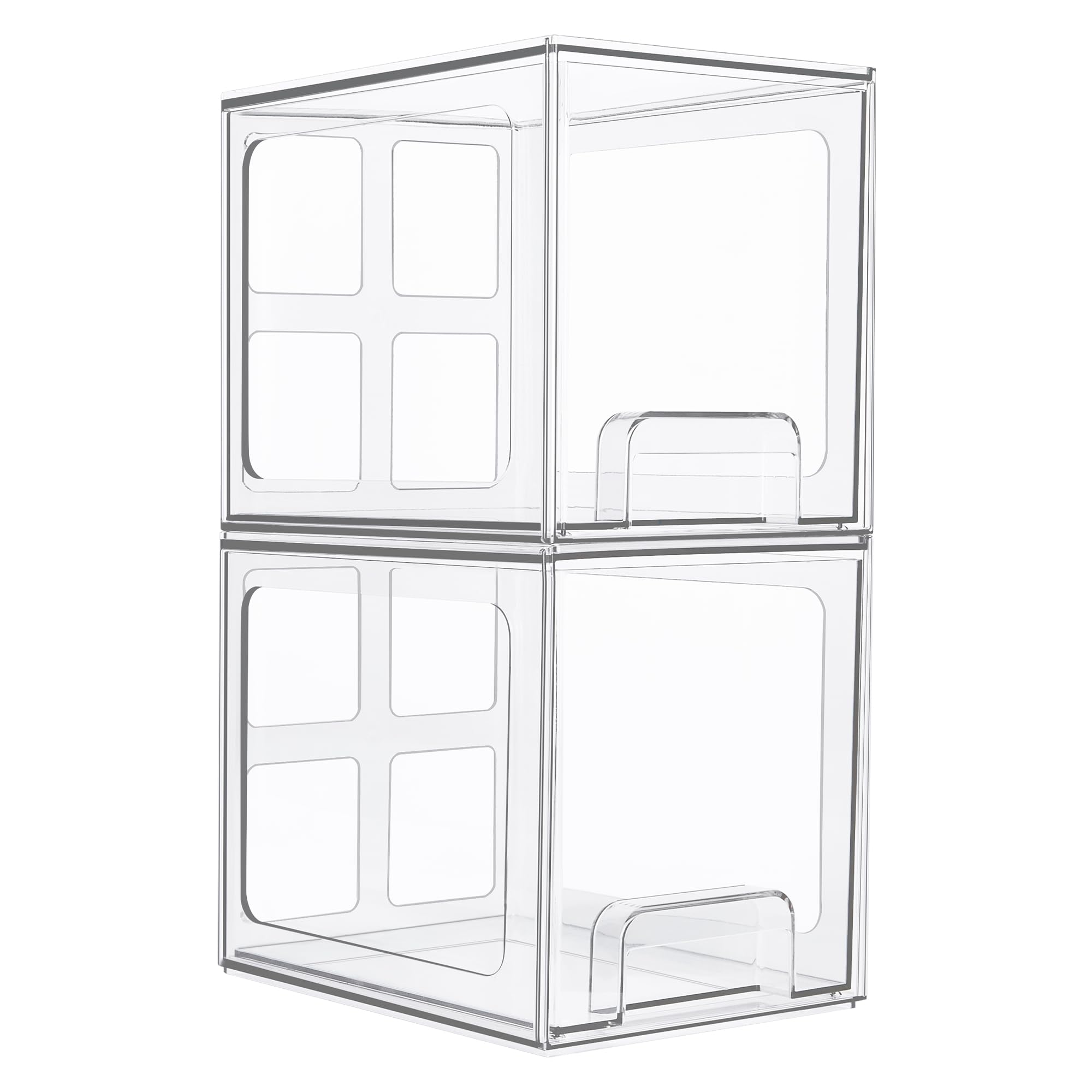 Vtopmart 2-Pack Clear Acrylic Stackable Drawers - Bathroom & Kitchen Storage Organizer for Vanity, Undersink