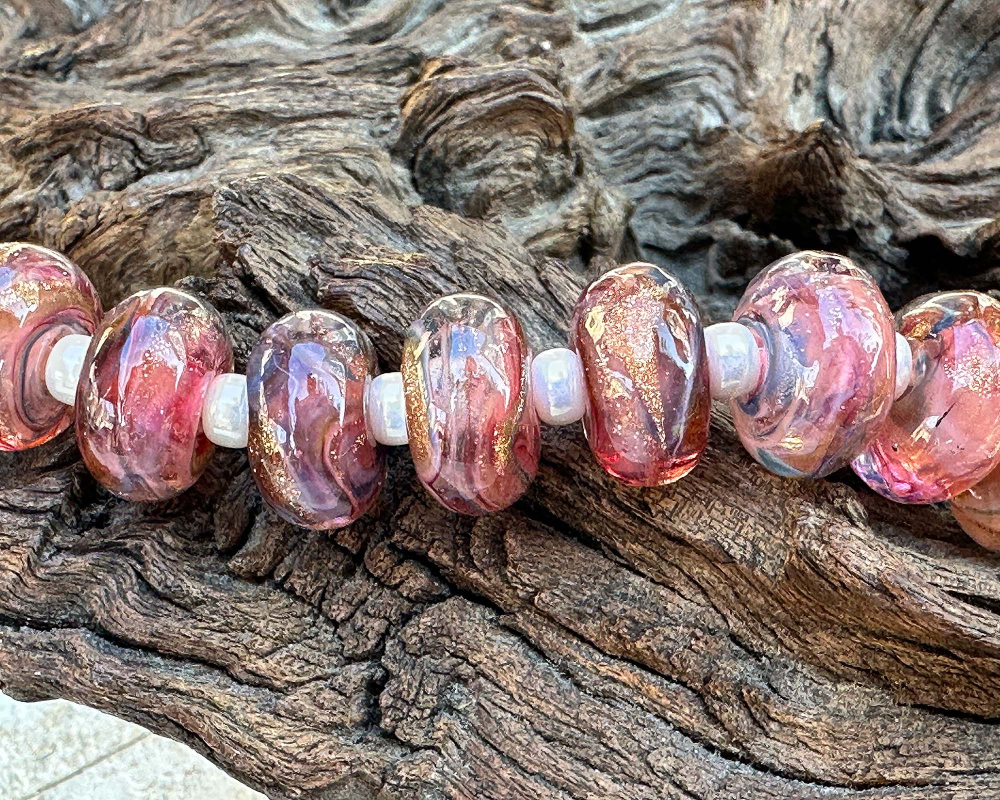 10PCS Cotton Candy Pink Sparkle Glass Lampwork Beads for Jewelry Making - DIY Bracelets, Necklaces, Earrings - Perfect for Crafting, Gifts & Home Decor