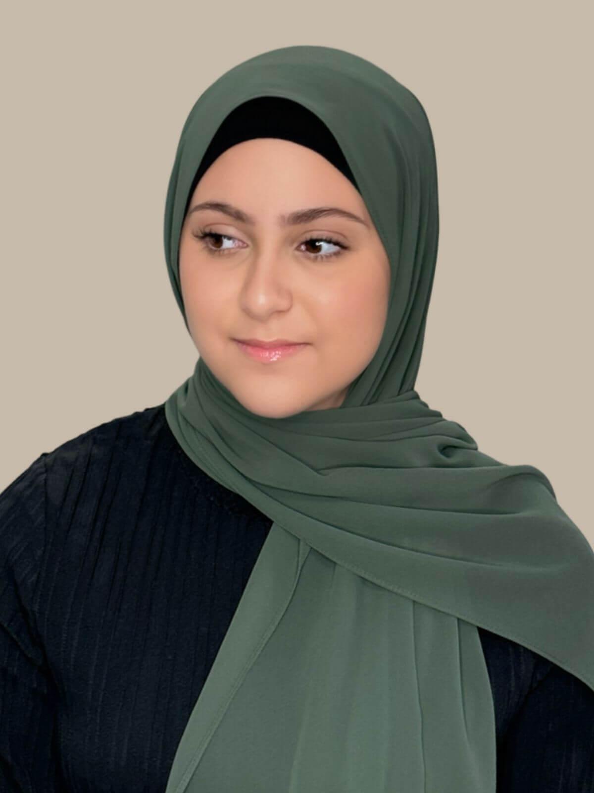 Luxury Chiffon Hijab for Women - Soft Army Green Modest Scarf - Perfect for Daily Wear, Prayer & Special Occasions