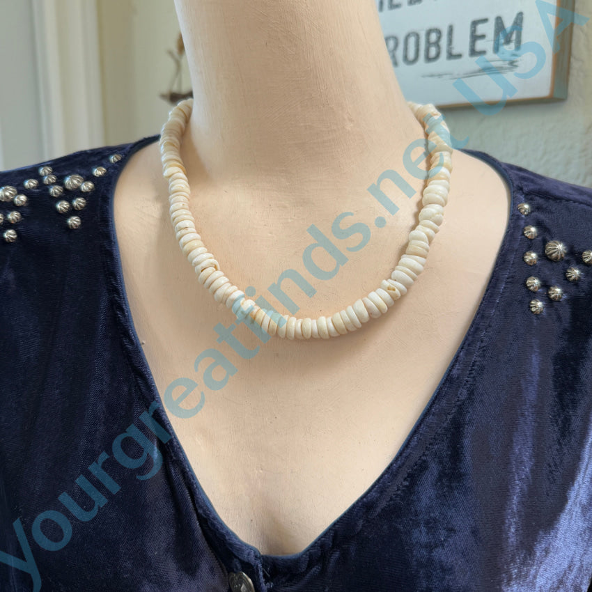 Vintage Natural Hawaiian Puka Shell Necklace 18 Inch - Beach Jewelry for Women, Summer Vacation Accessories, Boho Chic Layered Necklace Gift