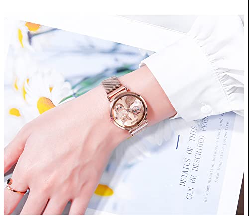MASTOP Rose Gold Women's Watch - Japan Quartz Movement, Stainless Steel Magnetic Mesh Band, Waterproof Ladies Watch - Perfect for Work, Party & Everyday Wear