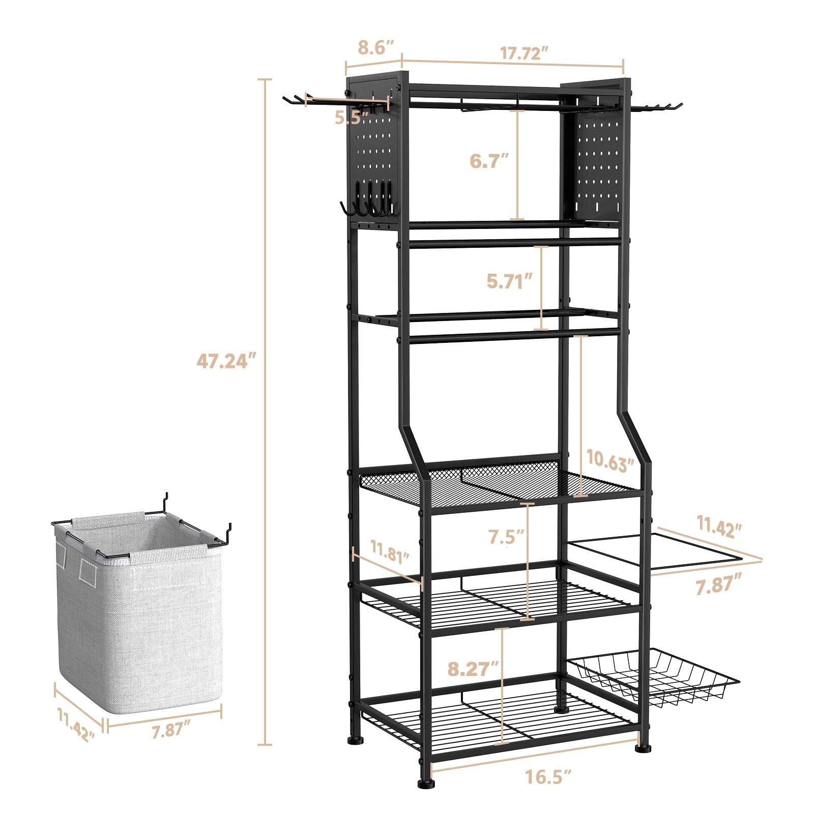 Dumbbell Rack for Home Gym - Heavy Duty Weight Storage Organizer for Dumbbells, Kettlebells, Yoga Mats & Strength Training Equipment with Peg Board - Perfect for Garage, Basement & Home Workout Spaces