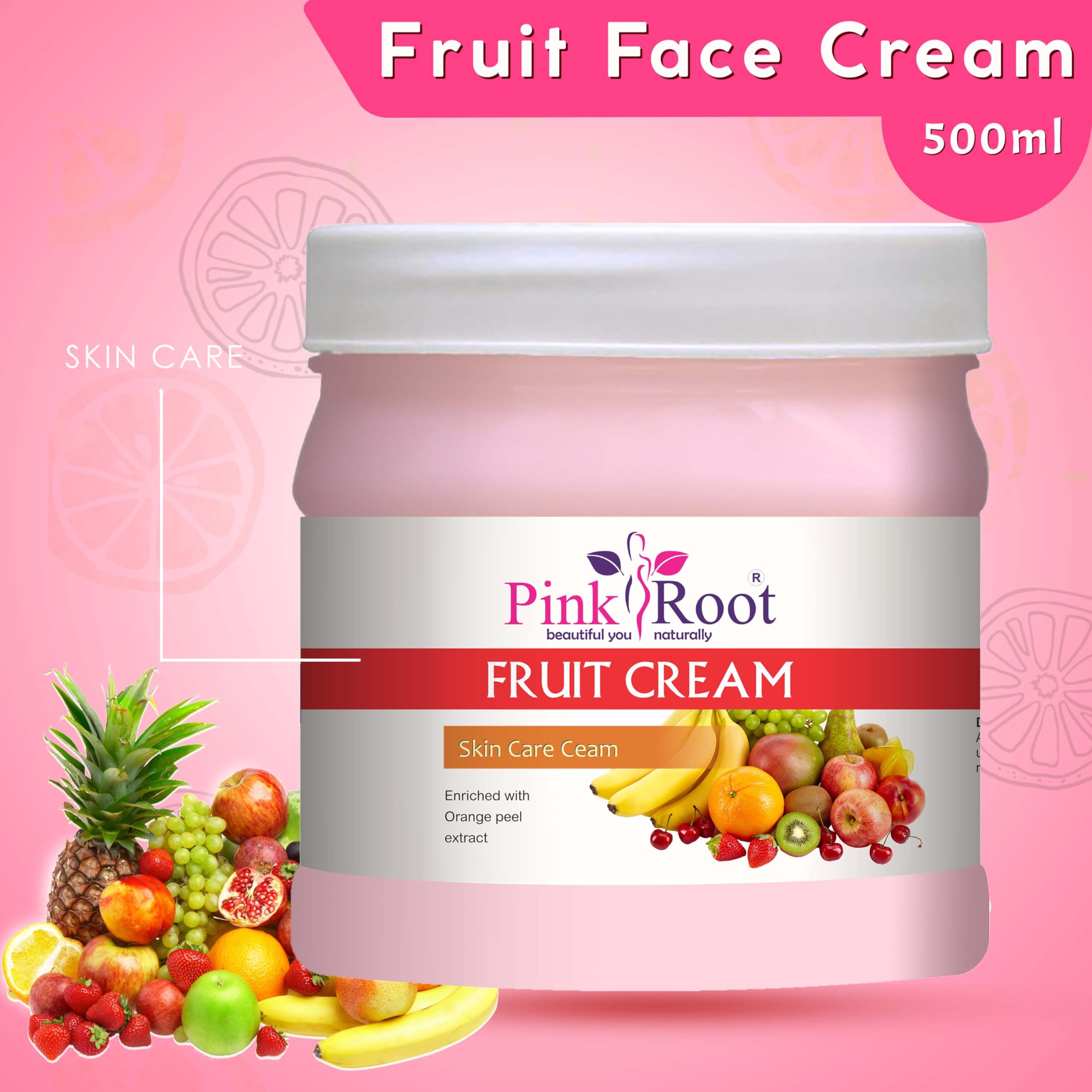 Pink Root Fruit Cream - Brightening Skin Care Cream with Orange Peel Extract for Glowing, Hydrated Skin | Perfect for Daily Moisturizing & Nighttime Skincare Routine