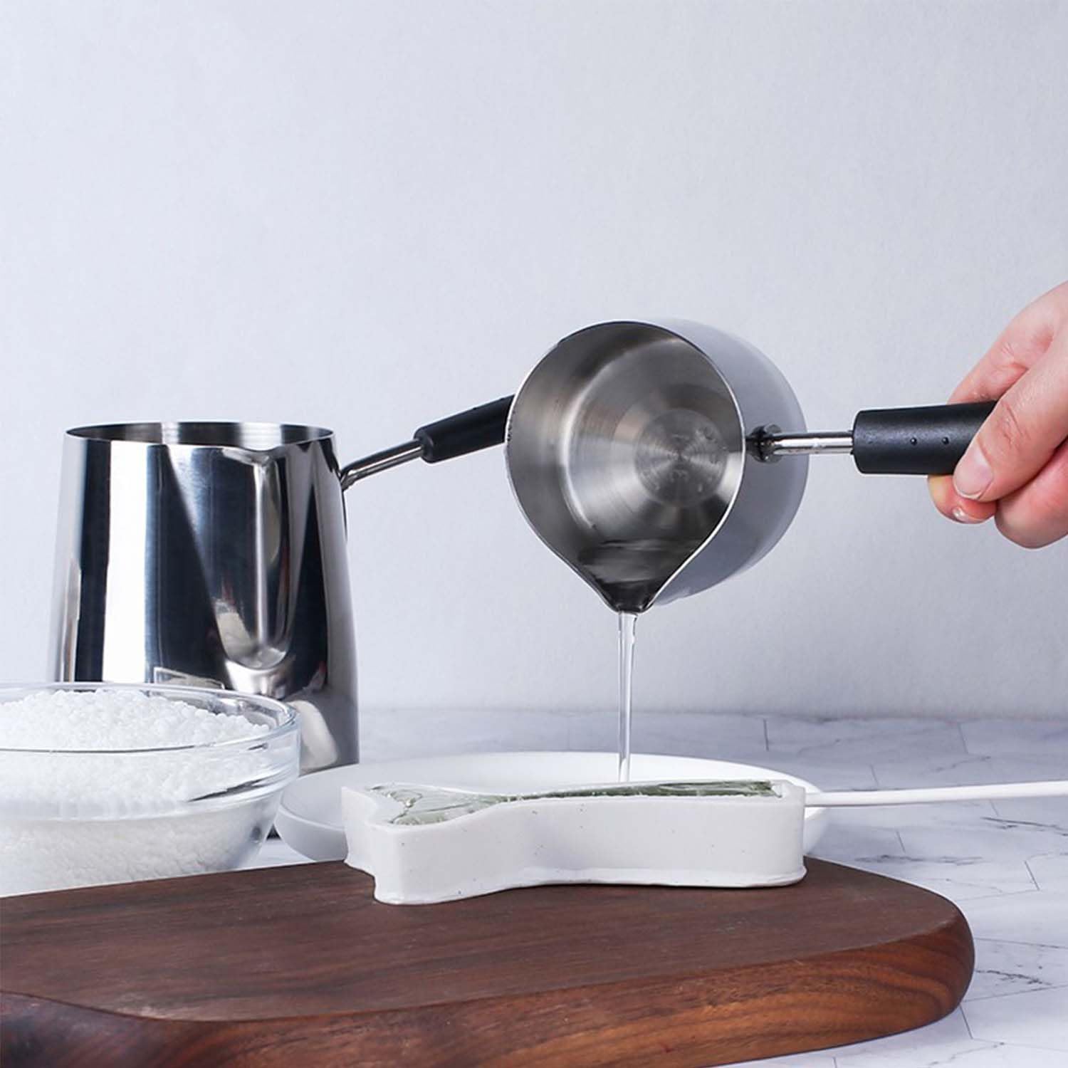 Premium Stainless Steel Butter Coffee Warmer & Milk Frother - 12oz (350ml) Mini Turkish Coffee Pot for Melting Butter, Perfect for Bulletproof Coffee, Hot Chocolate & Latte Making at Home or Office
