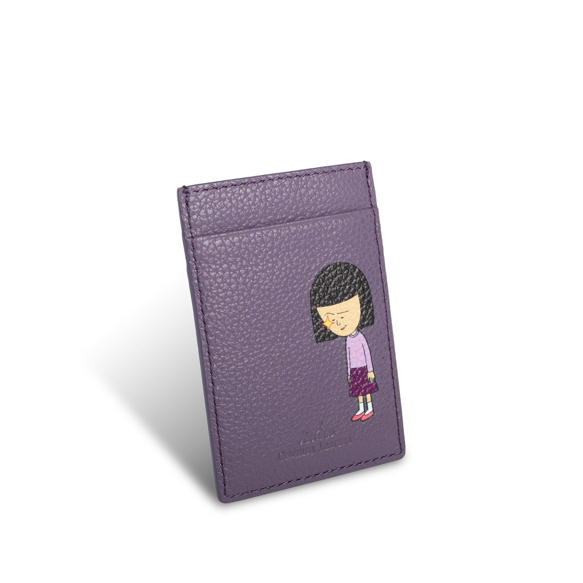 Samuel Ashley x Chibi Maruko Chan Genuine Leather Wallet Card Holder - Slim RFID Blocking Minimalist Design for Everyday Carry, Travel & Gift Giving