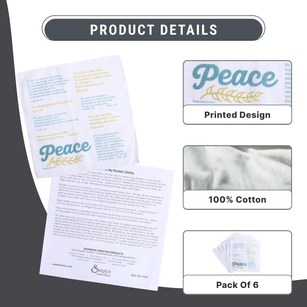 6 Pack 8x8 Inch Anointing Prayer Cloths - Christian Pocket Prayer Cloths for Healing, Blessings & Peace | Perfect for Church Services, Home Worship & Personal Devotion